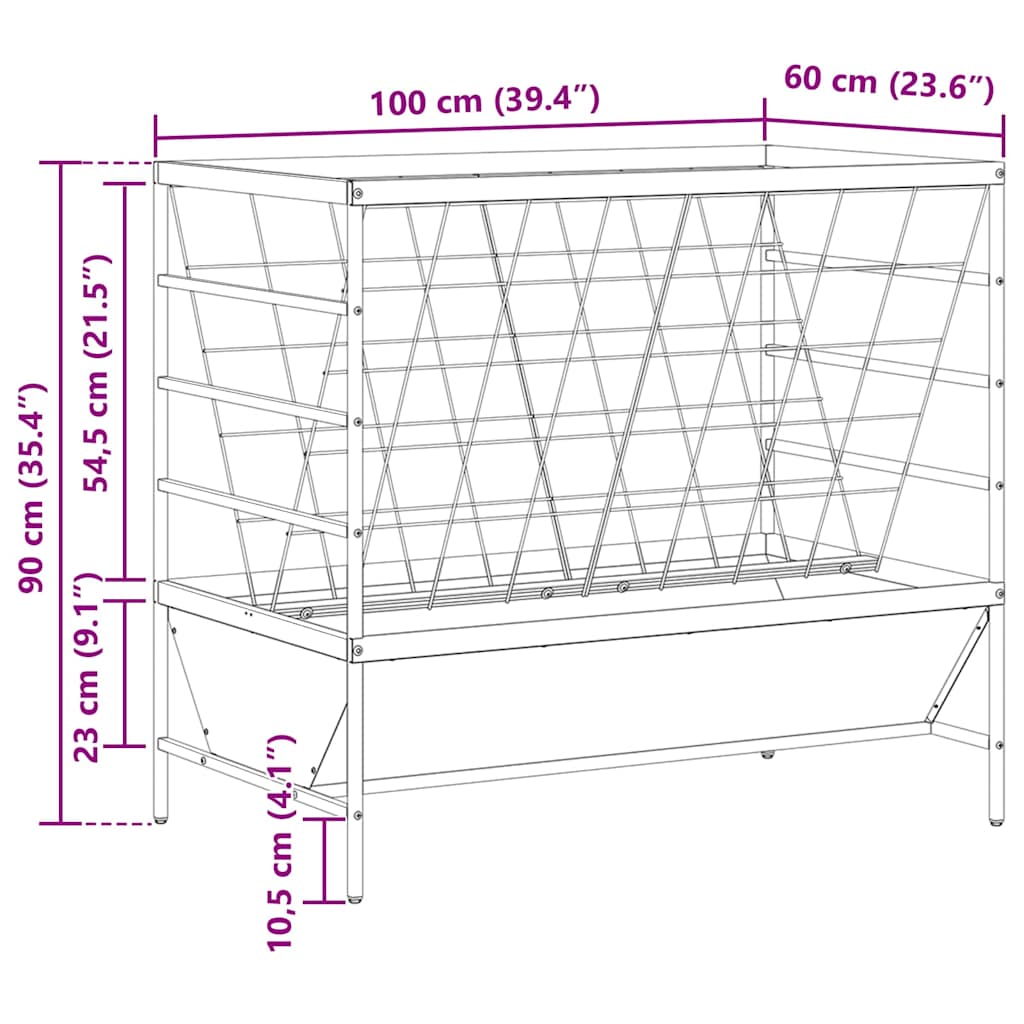 Hranilica za stoku Srebrno 100 x 60 x 90 cm Cinkani čelik
