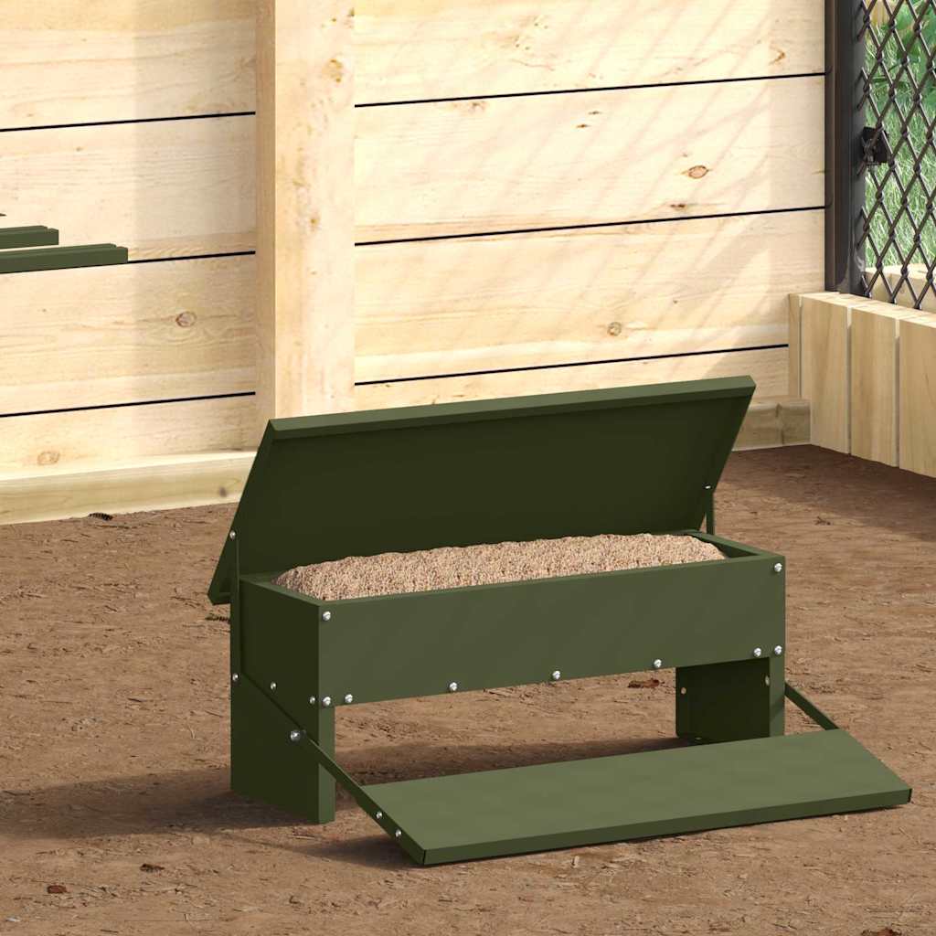 Feeder s nogom za piliće Maslinasto zelena 48,5 x 39,5 x 19 cm
