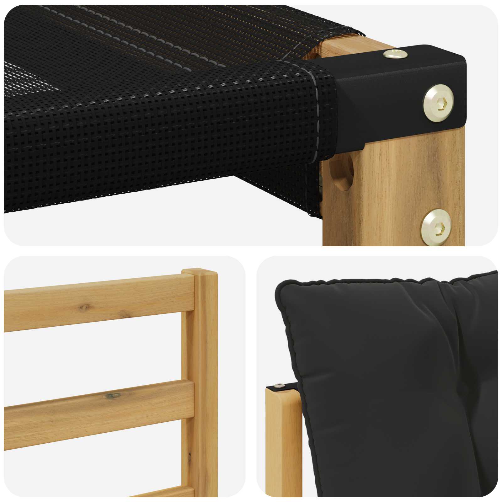 Set vanjskih sofa s jastukom 3 pcs Bijela i crna
