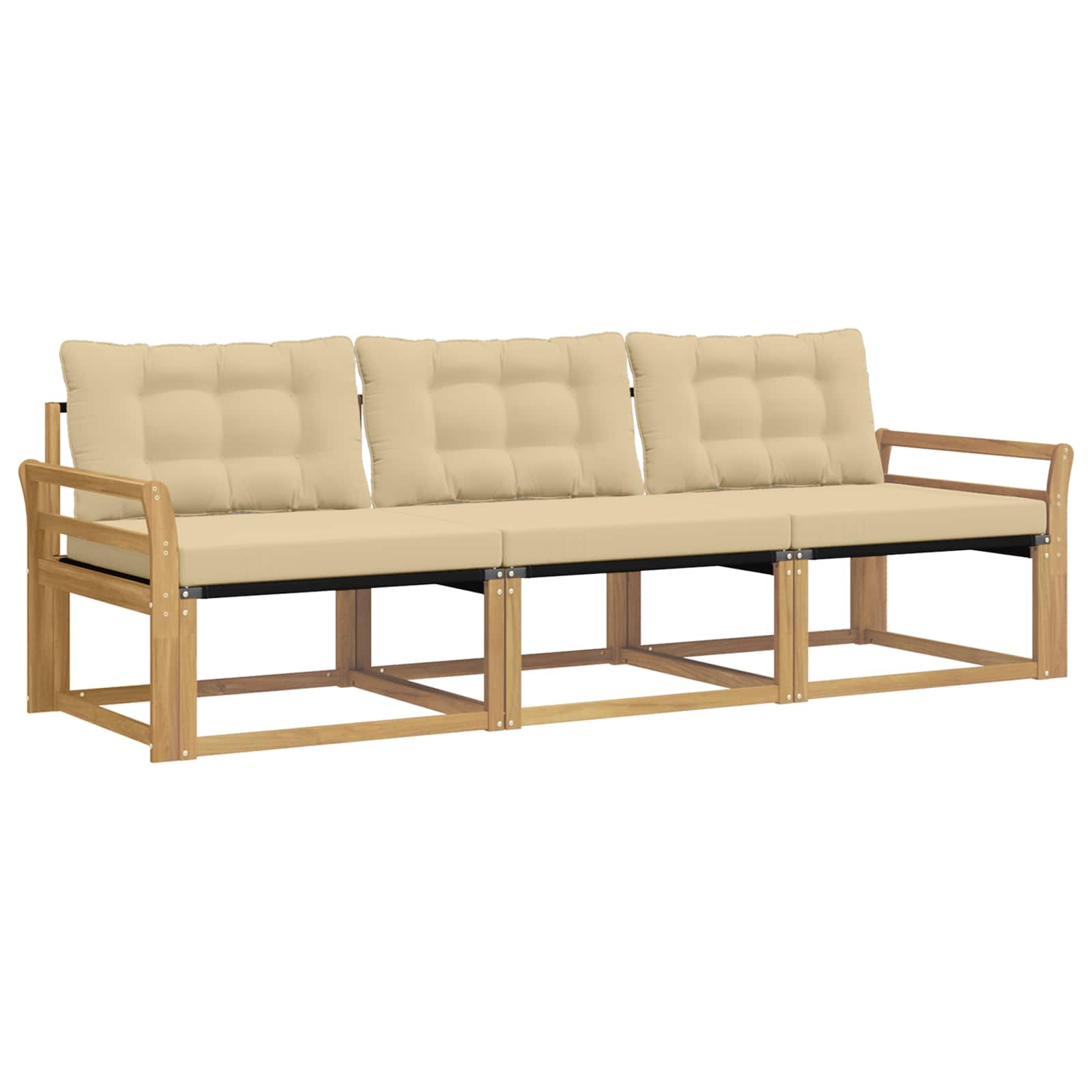 Set vanjskih sofa s jastukom 3 pcs Bijela i bež