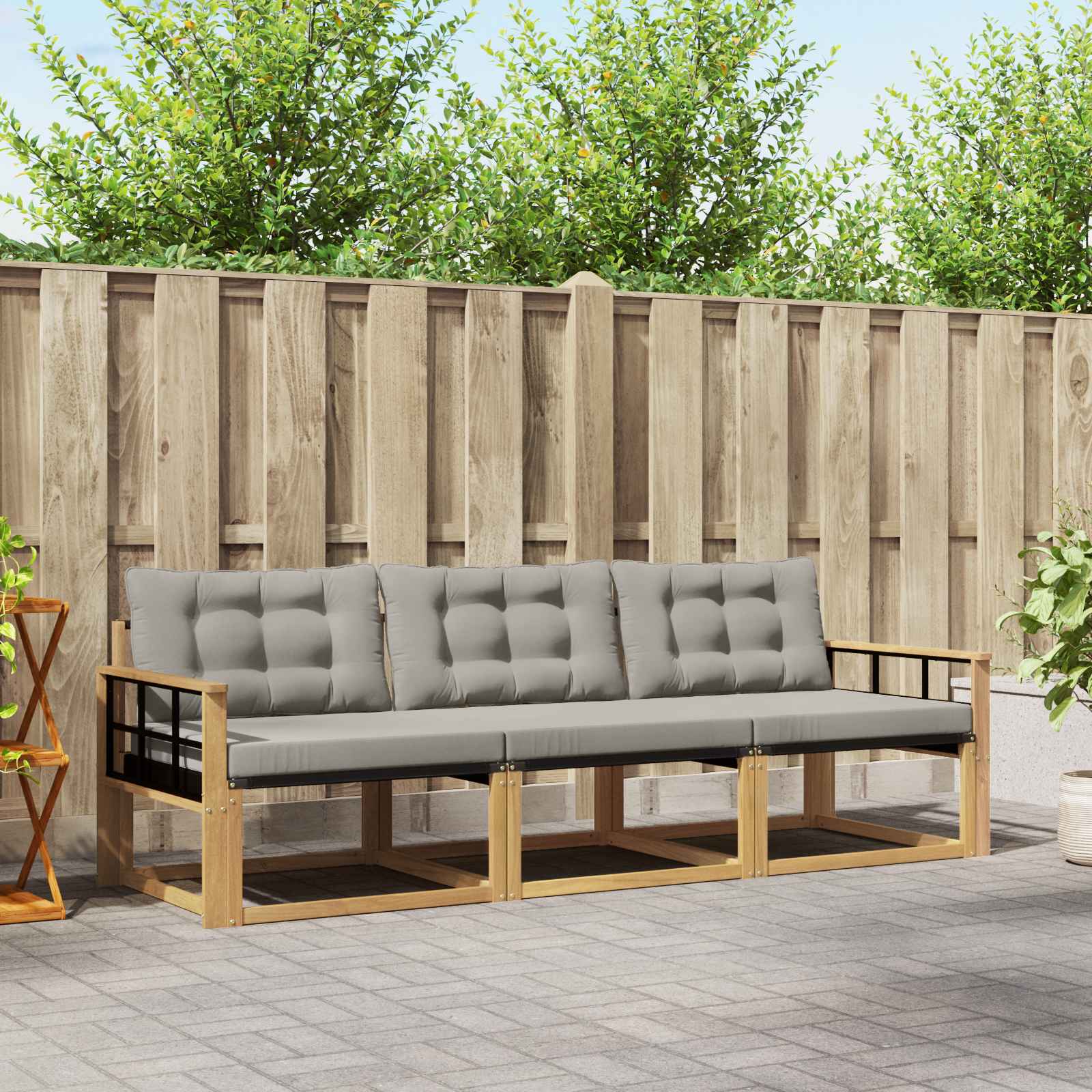 Set vanjskih sofa s jastukom 3 pcs Bijela i svjetlosiva