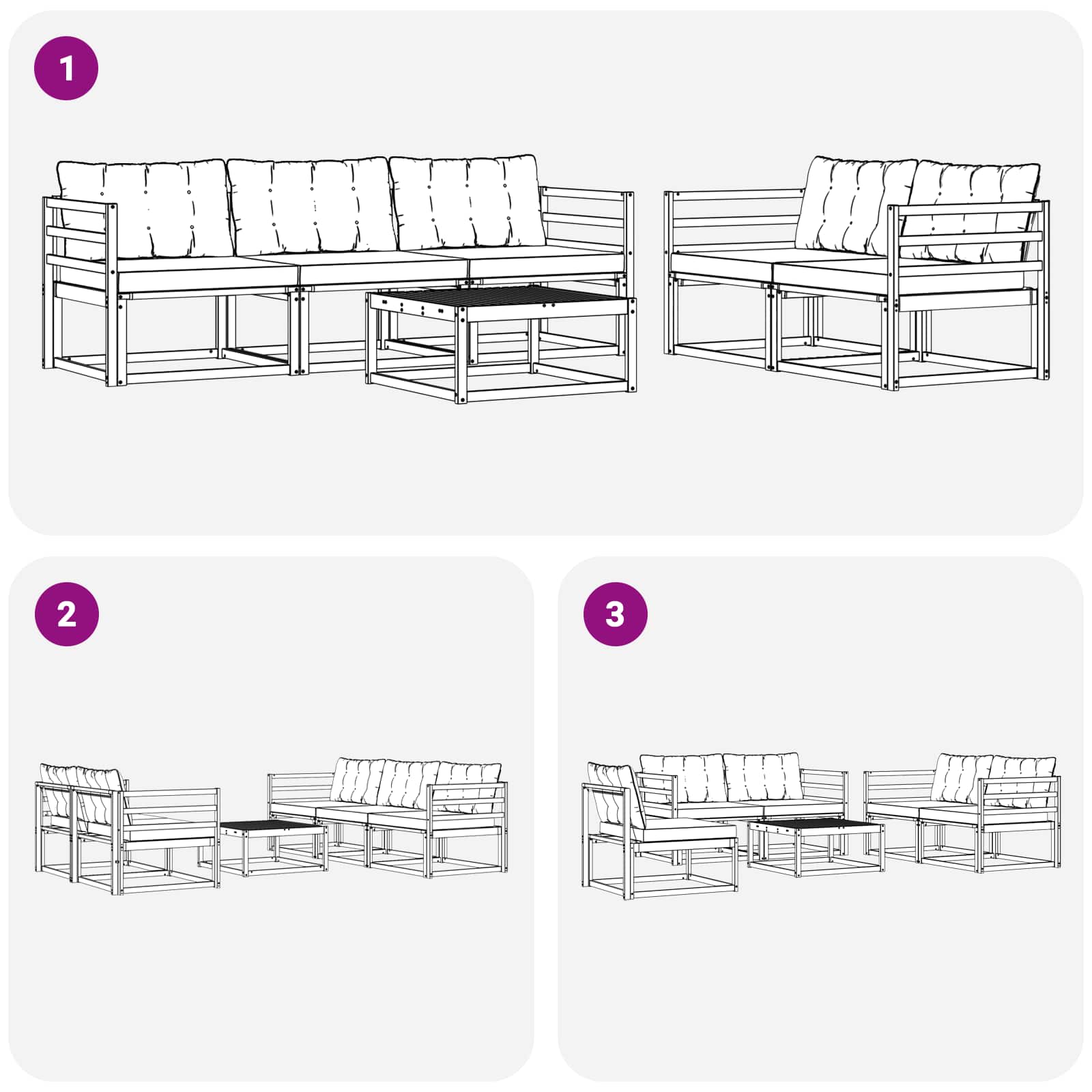 Set vanjskih sofa 6 pcs Bijela i bež 79 x 79 x 37 cm