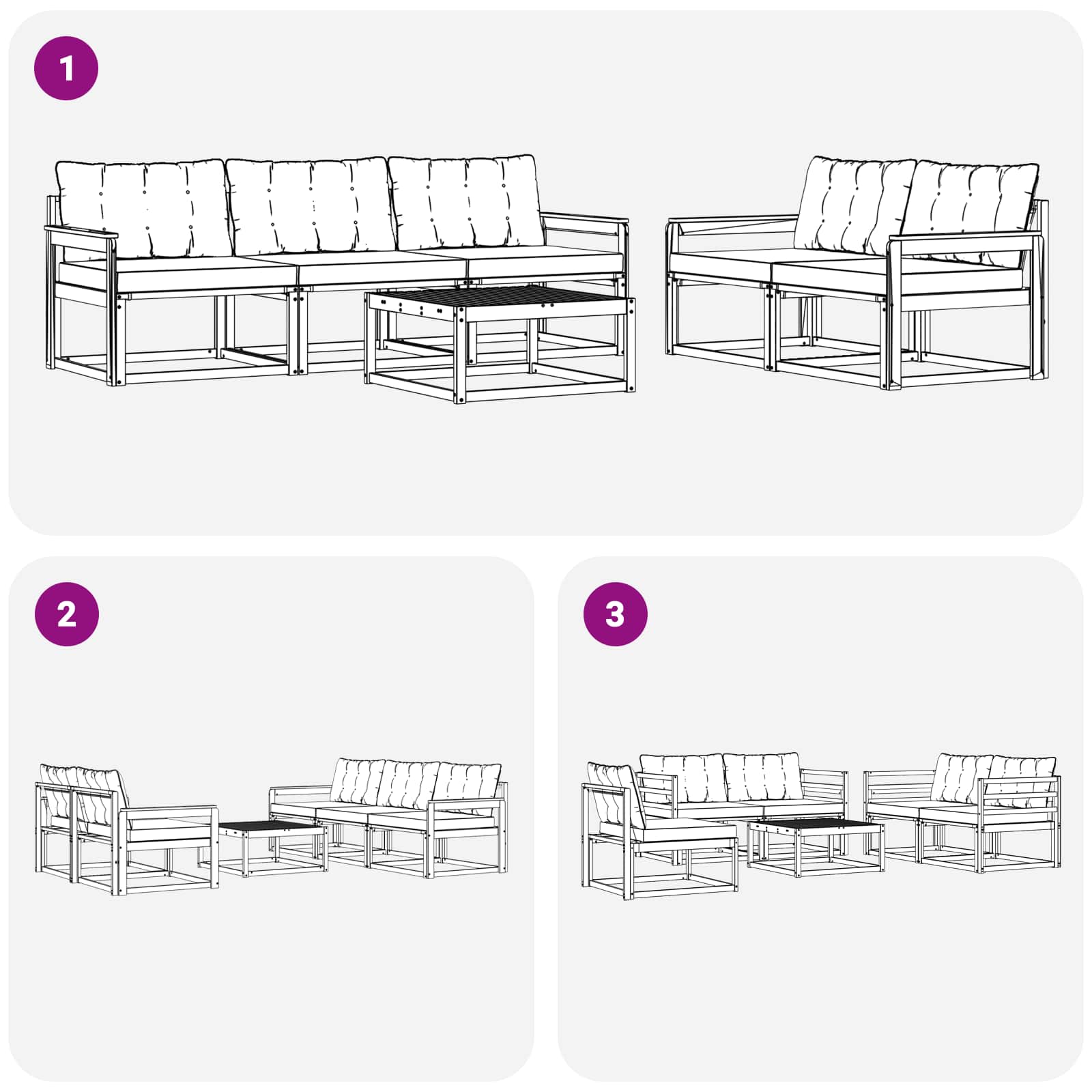 Set vanjskih sofa 6 pcs Bijela i bež 79 x 79 x 37 cm