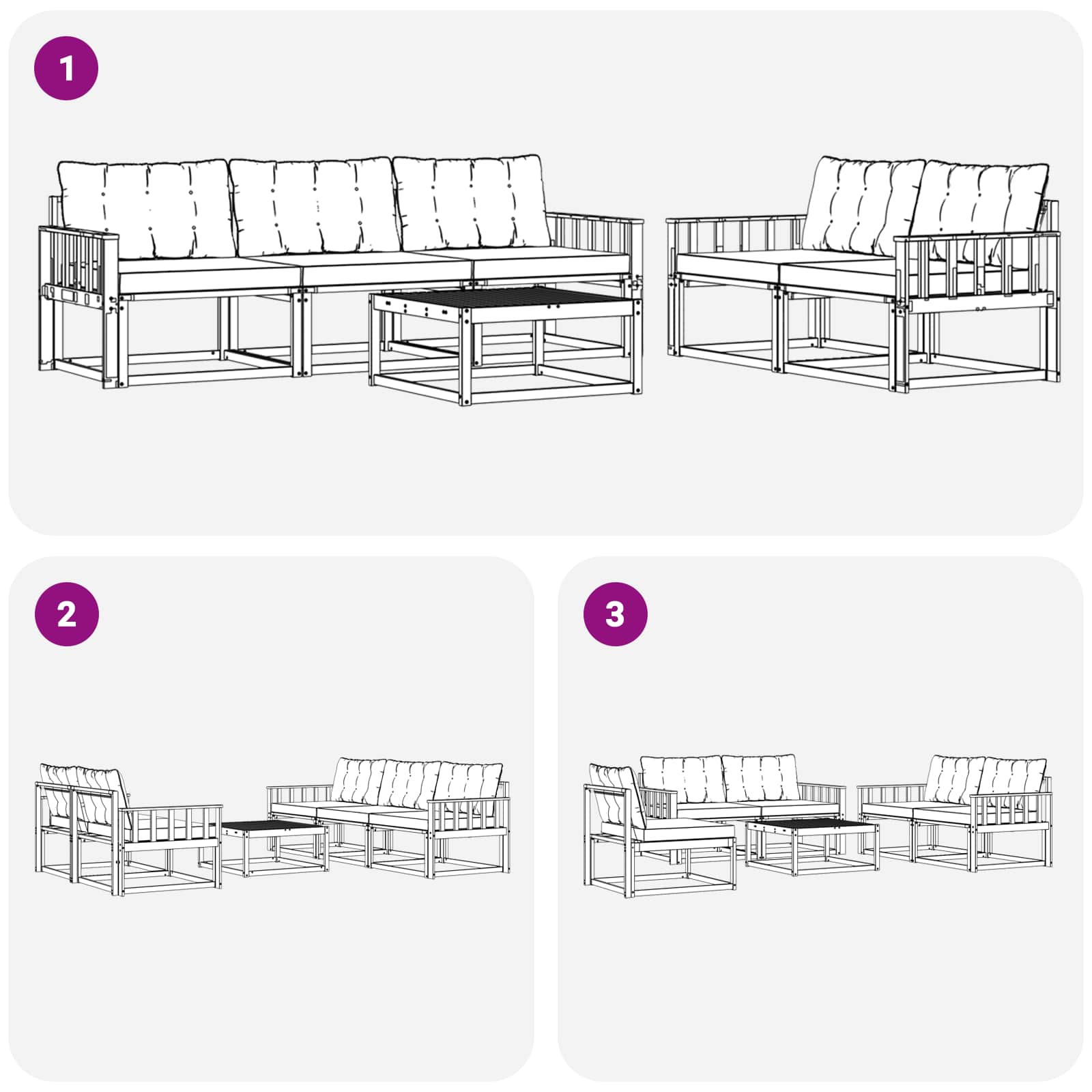 Set vanjskih sofa 6 pcs Bijela i bež 79 x 79 x 37 cm