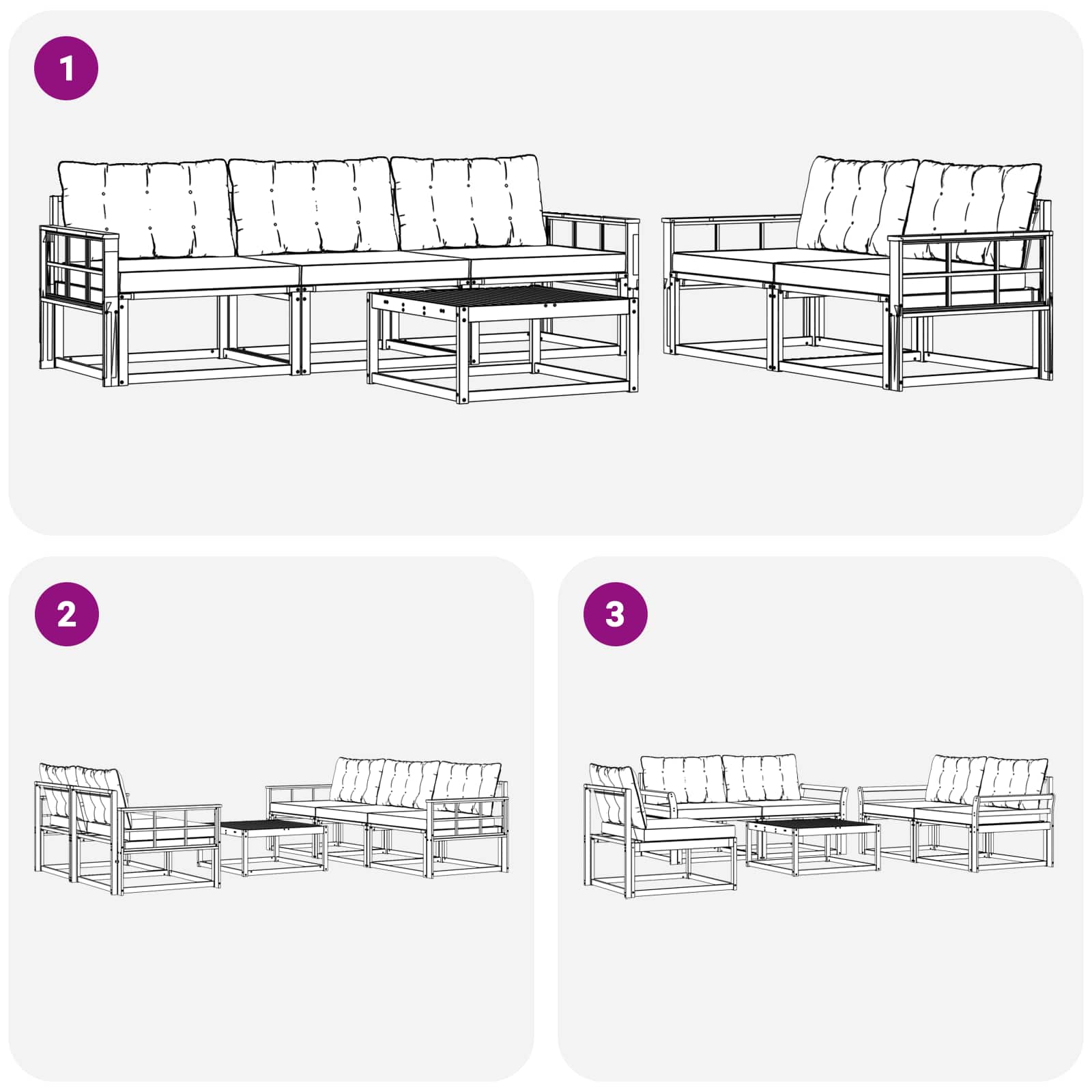 Set vanjskih sofa 6 pcs Bijela i svjetlosiva 79 x 79 x 37 cm