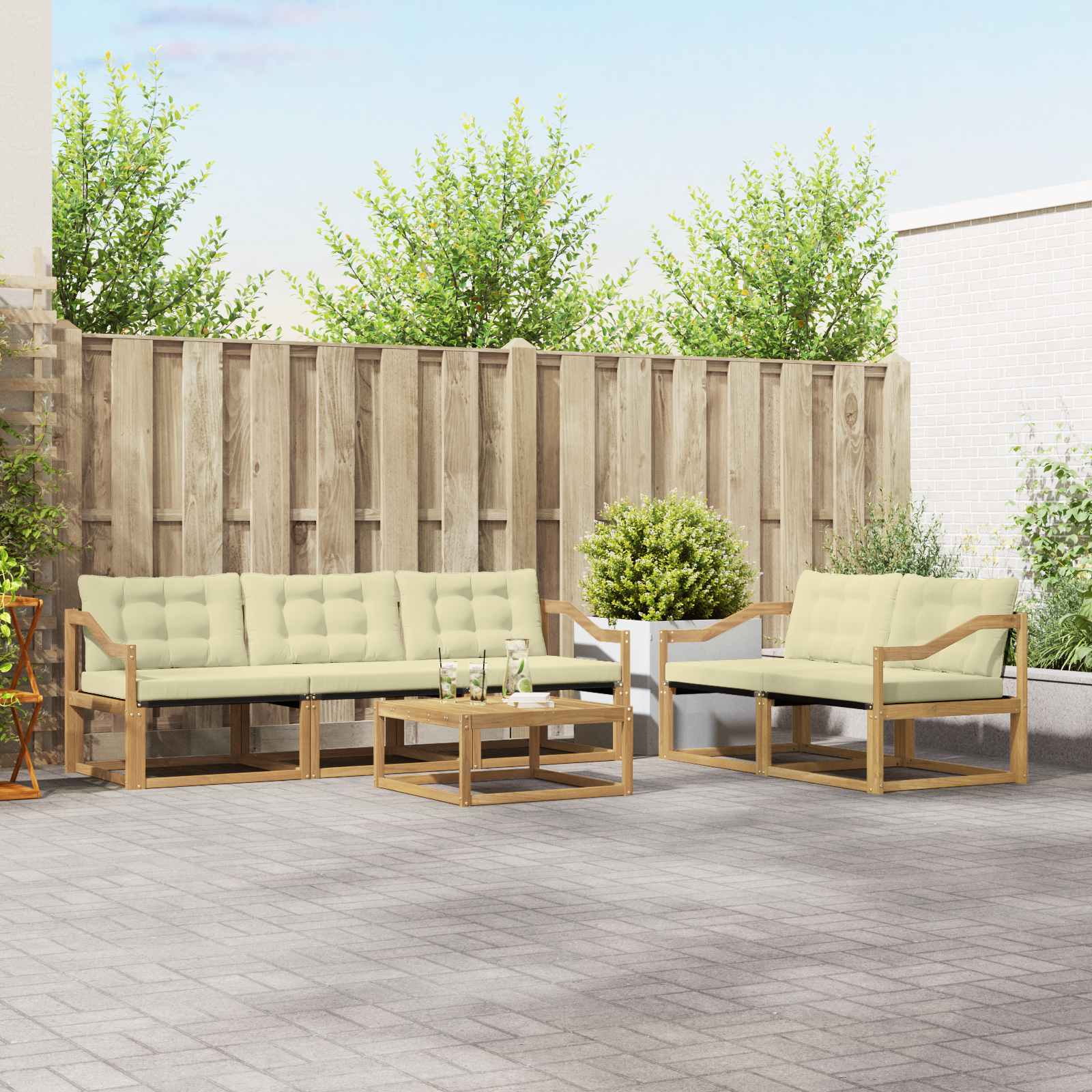 Set vanjskih sofa 6 pcs Bijela i krem 79 x 79 x 37 cm