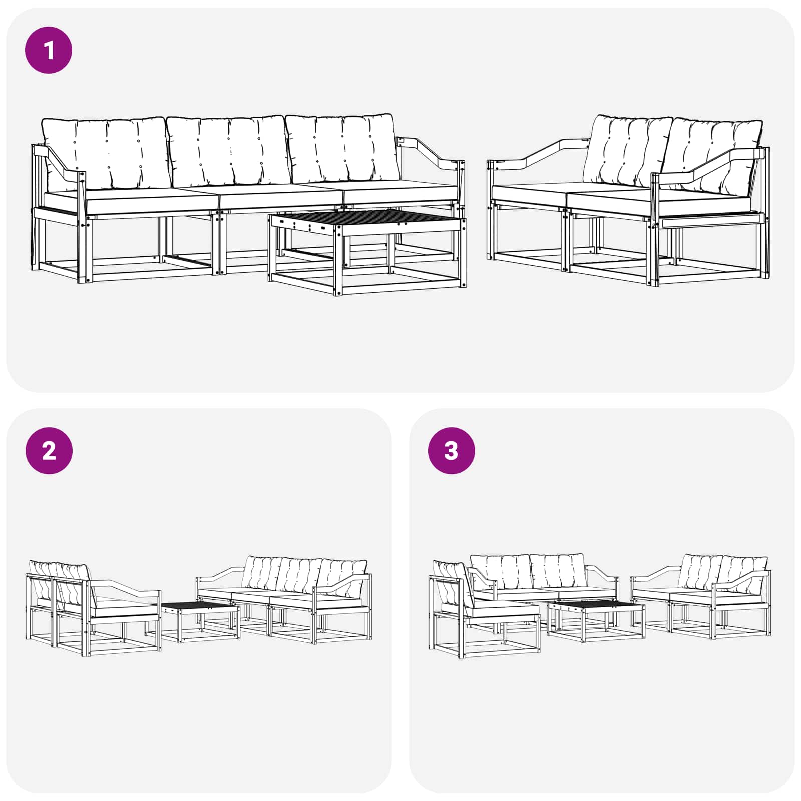 Set vanjskih sofa 6 pcs Bijela i krem 79 x 79 x 37 cm