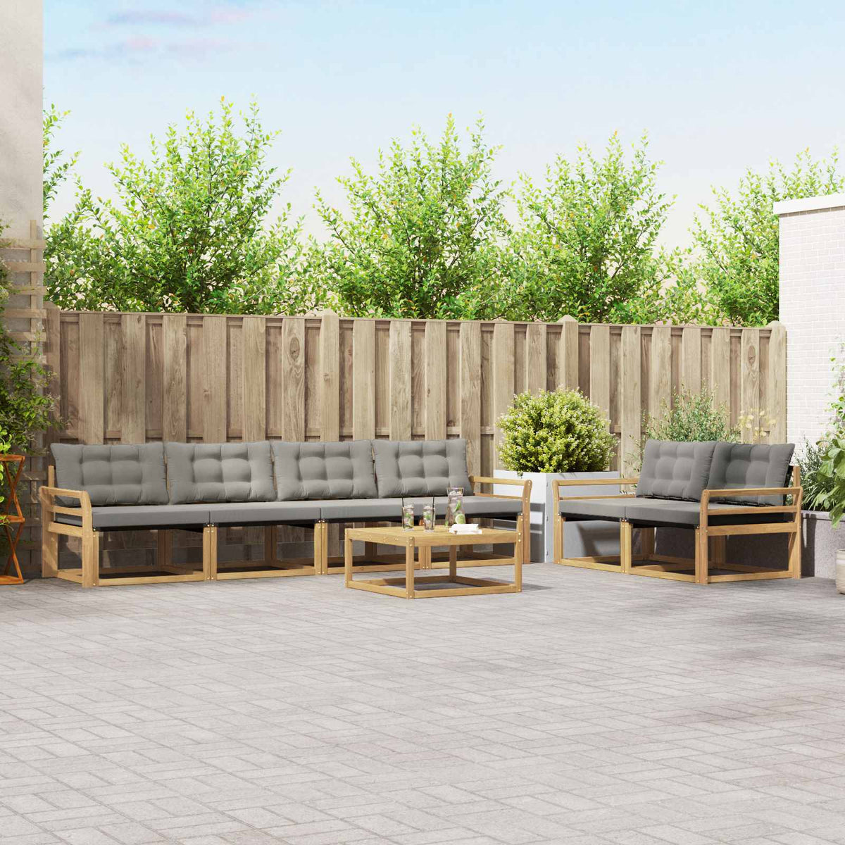 Set vanjskih sofa 7 kom. Bijela i svjetlosiva