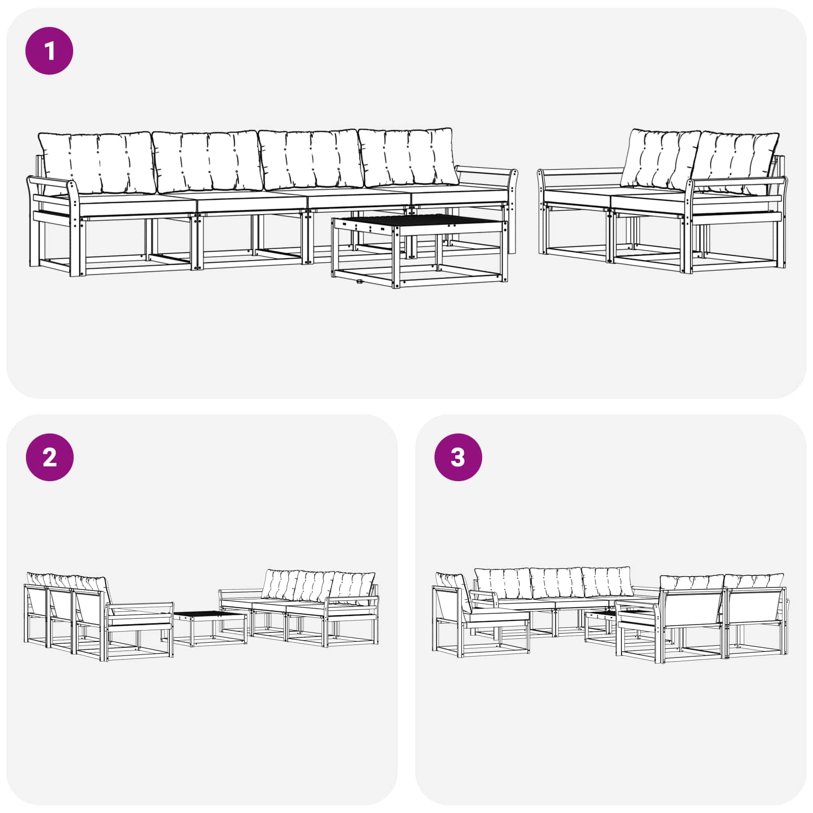 Set vanjskih sofa 7 pcs Bijela i bež