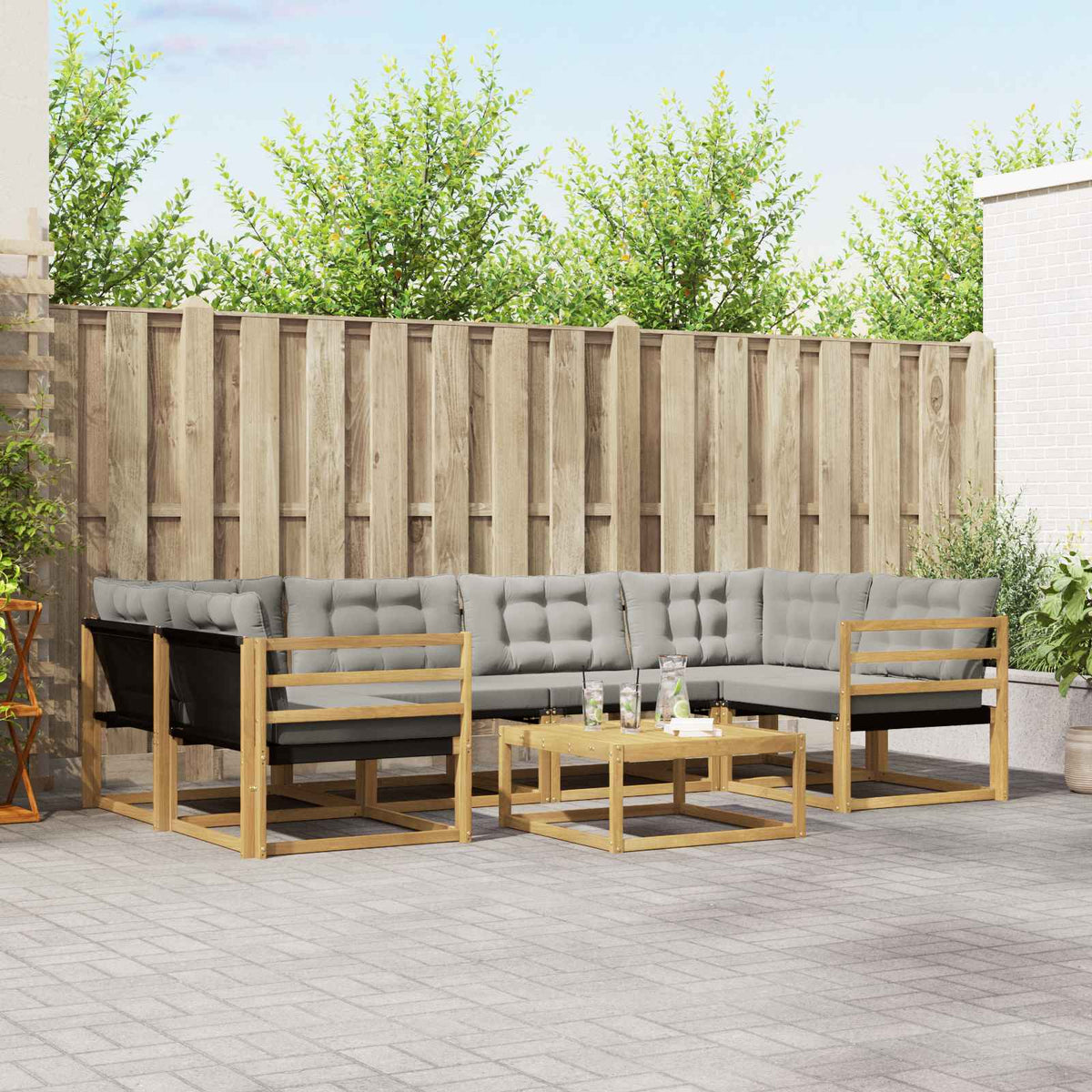 Set vanjskih sofa 7 kom. Bijela i svjetlosiva Smeđa 79 x 79 x 37 cm