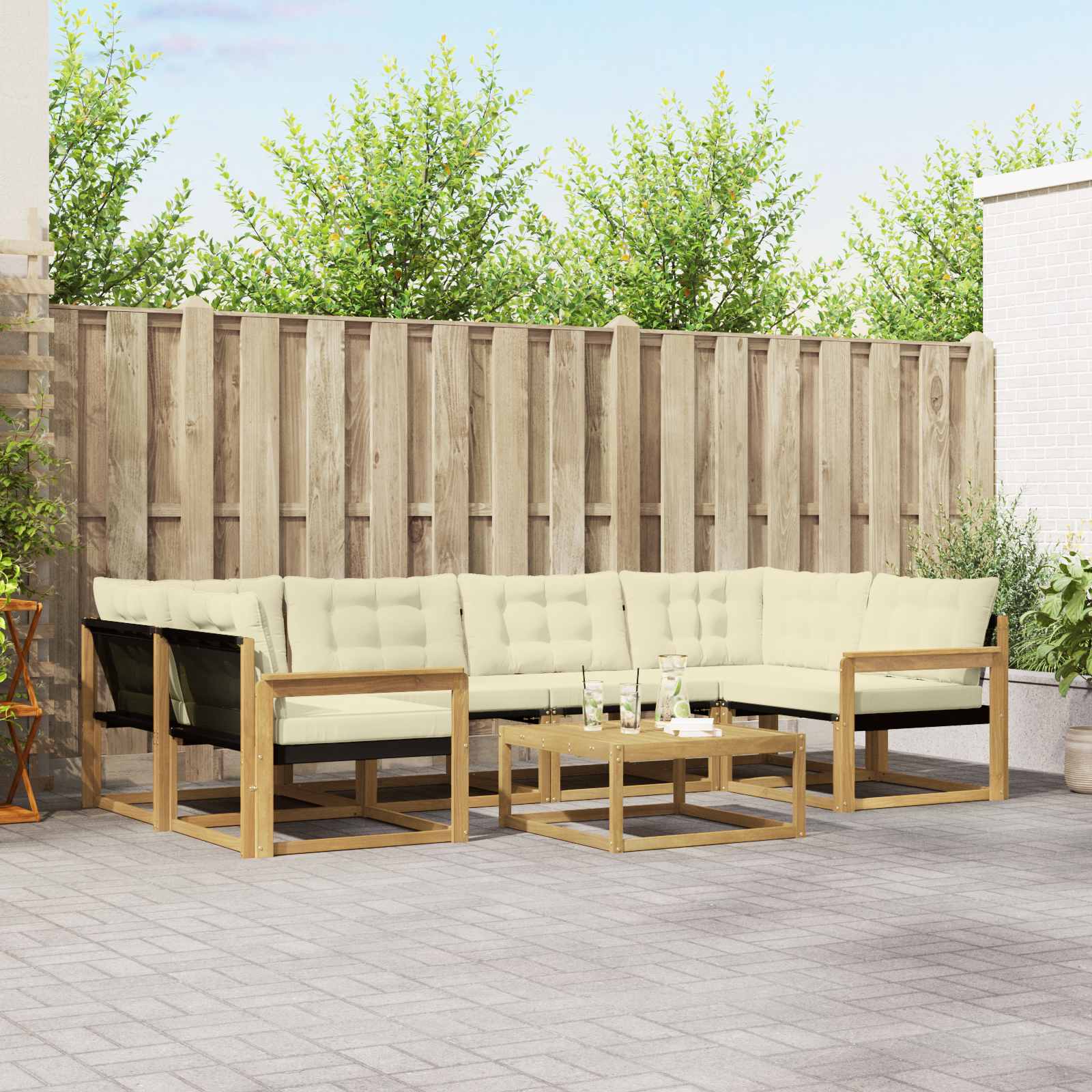Set vanjskih sofa 7 pcs Bijela i krem 79 x 79 x 37 cm