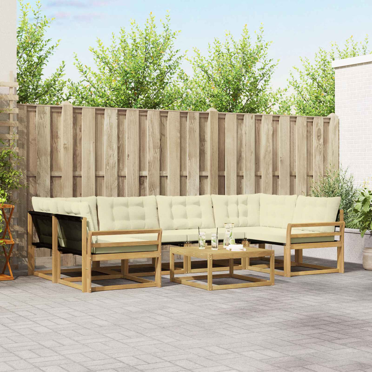 Set vanjskih sofa 7 kom. Bijela i krem Smeđa 79 x 79 x 37 cm