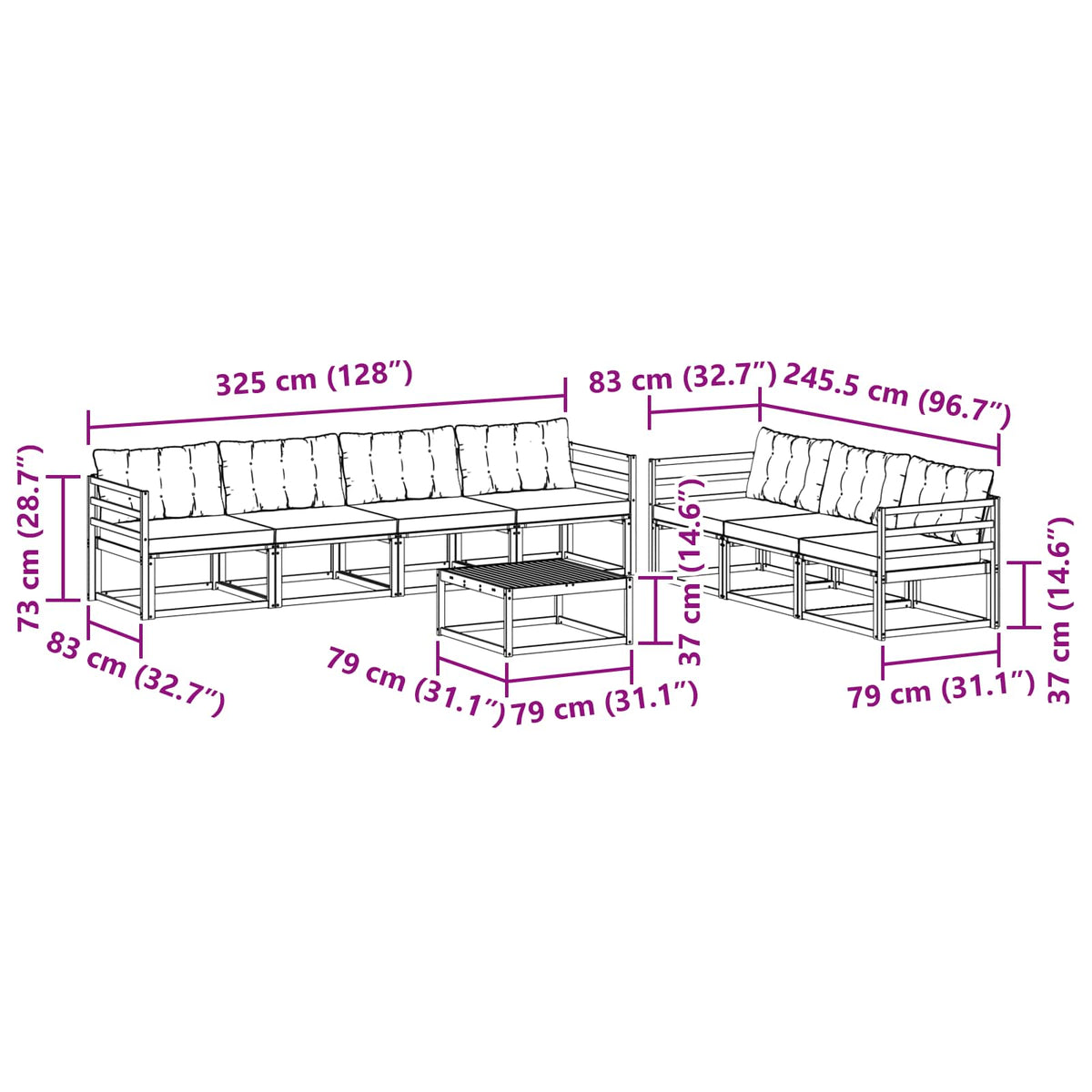 Set vanjskih sofa 8 kom. Bijela i krem