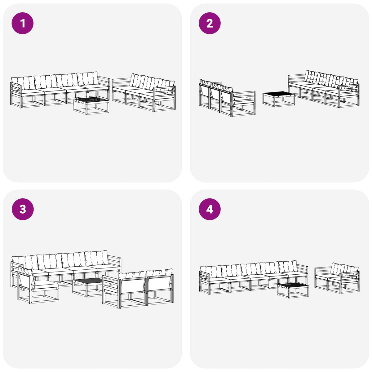 Set vanjskih sofa 8 kom. Bijela i krem
