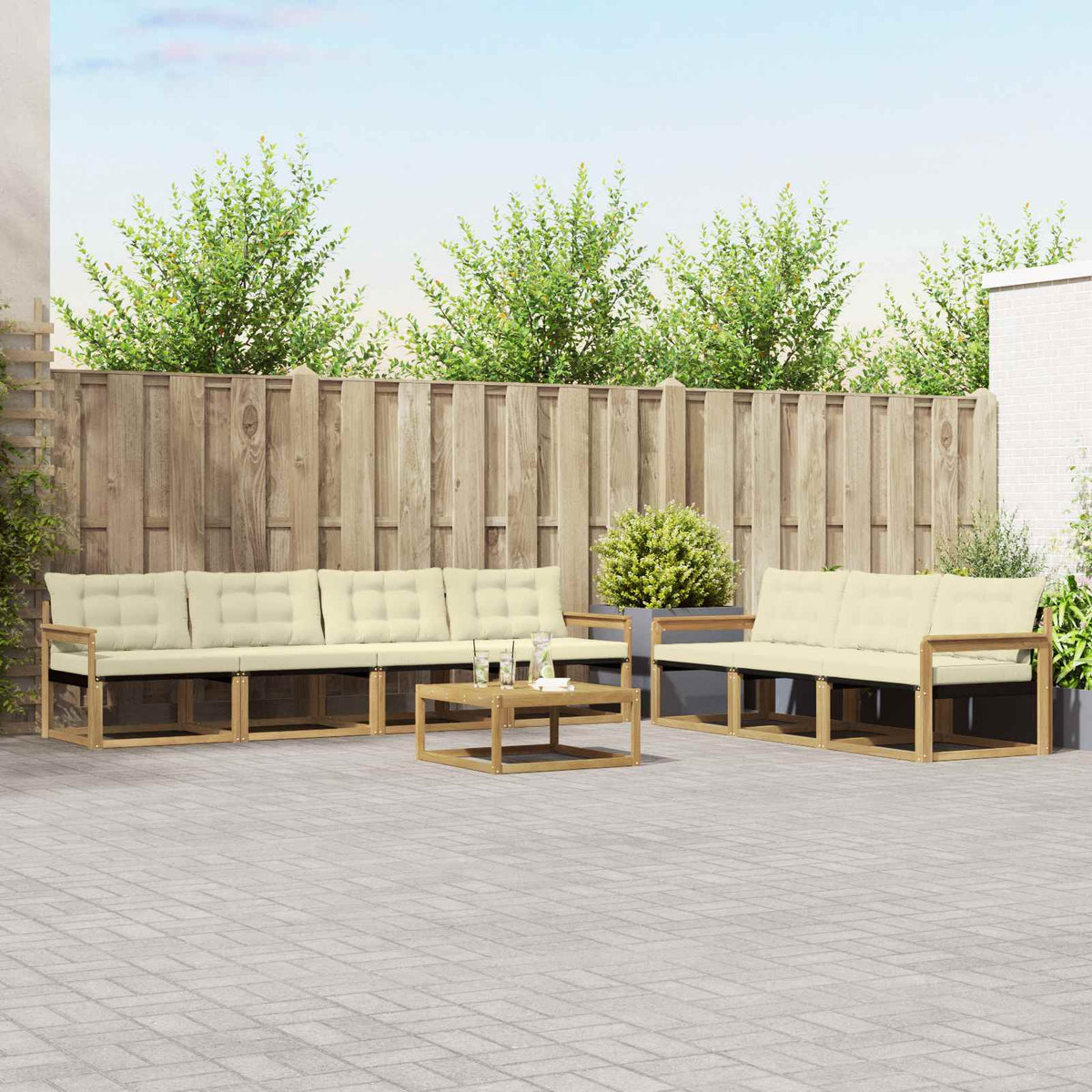 Set vanjskih sofa 8 kom. Bijela i krem