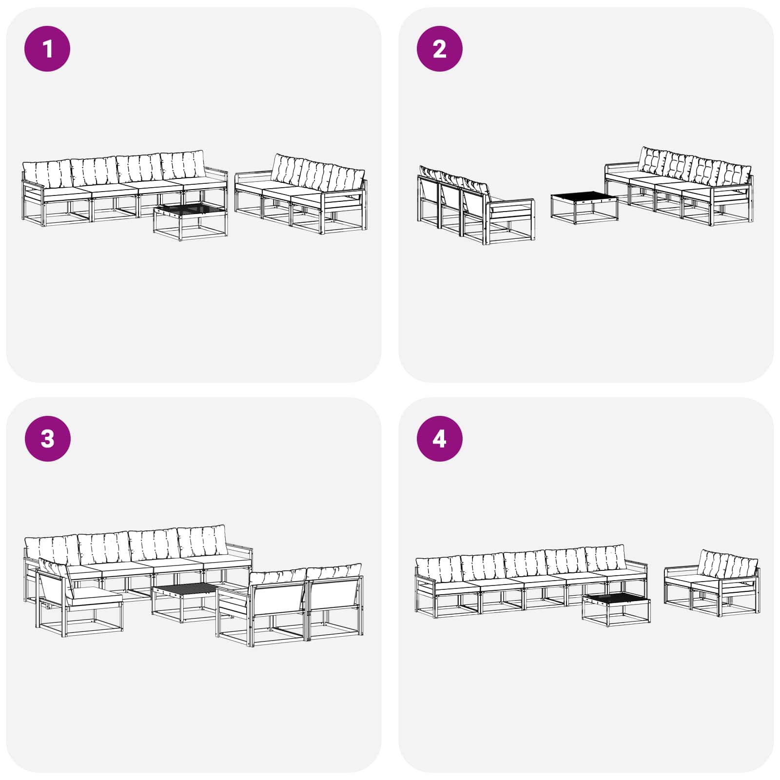 Set vanjskih sofa 8 pcs Bijela i bež