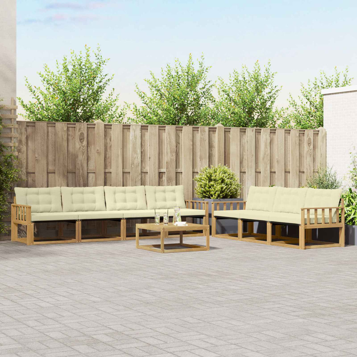 Set vanjskih sofa 8 kom. Bijela i krem