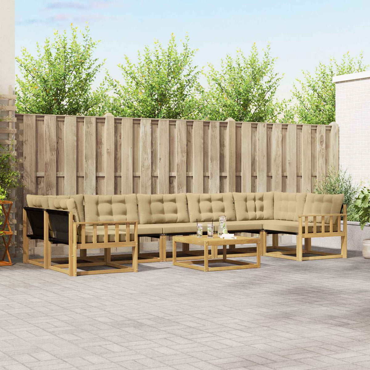 Set vanjskih sofa 8 kom. Bijela i bež Smeđa 79 x 79 x 37 cm