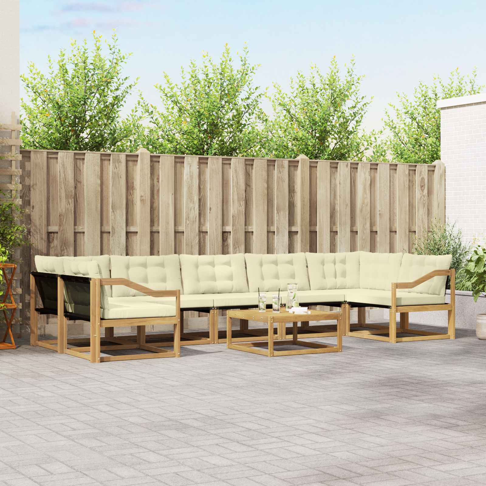Set vanjskih sofa 8 pcs Bijela i krem 79 x 79 x 37 cm