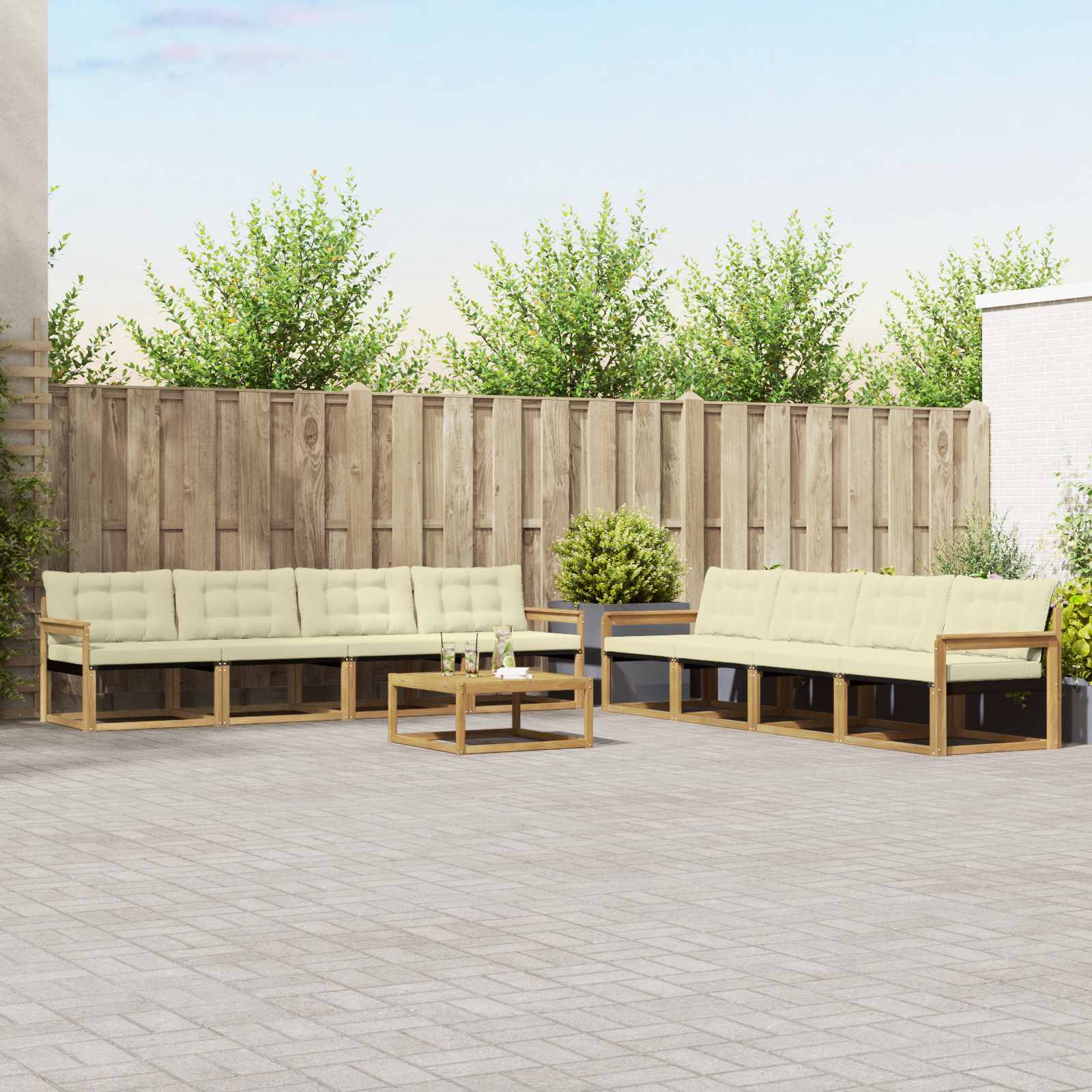 Set vanjskih sofa 9 pcs Bijela i krem 79 x 79 x 37 cm