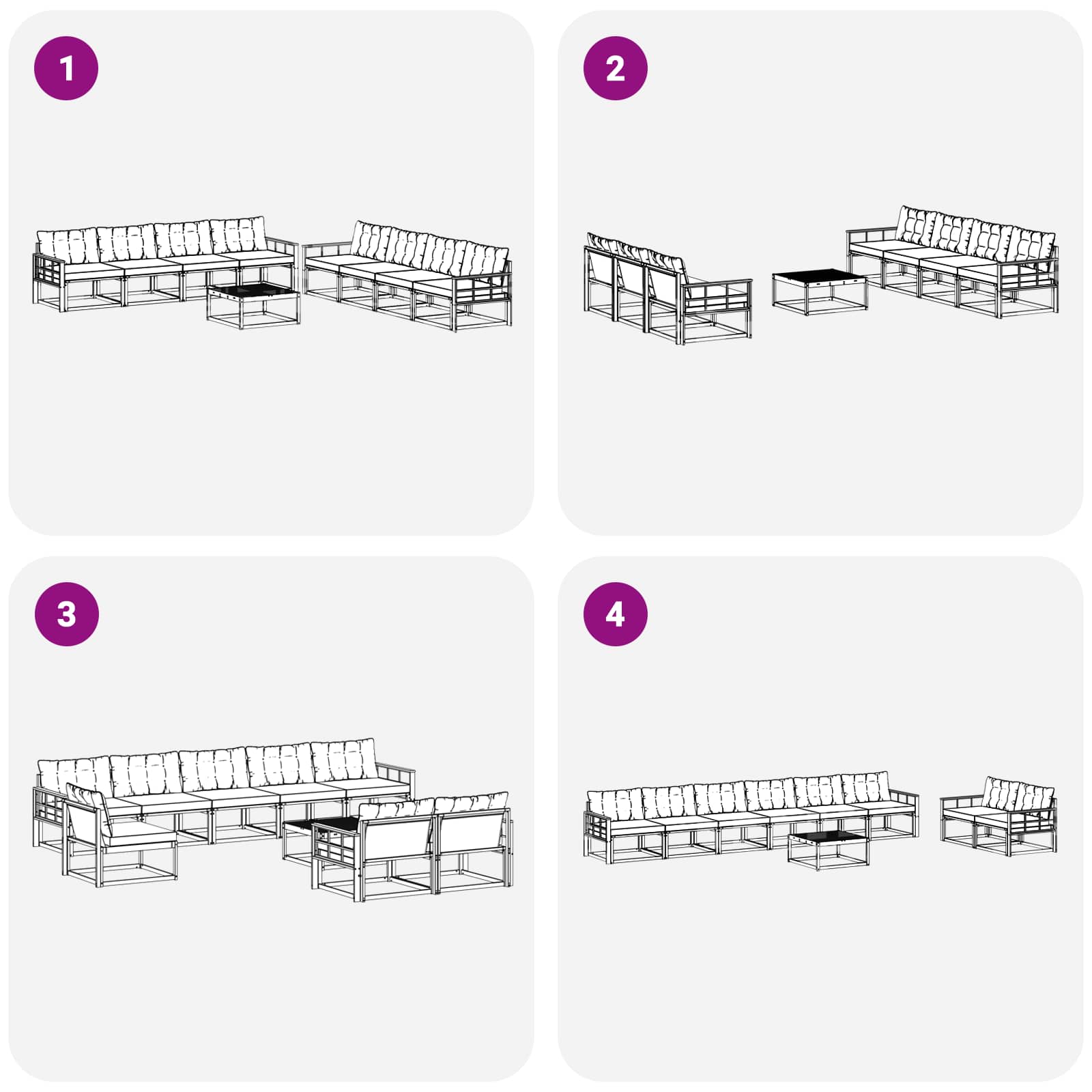 Set vanjskih sofa 9 pcs Bijela i bež 79 x 79 x 37 cm