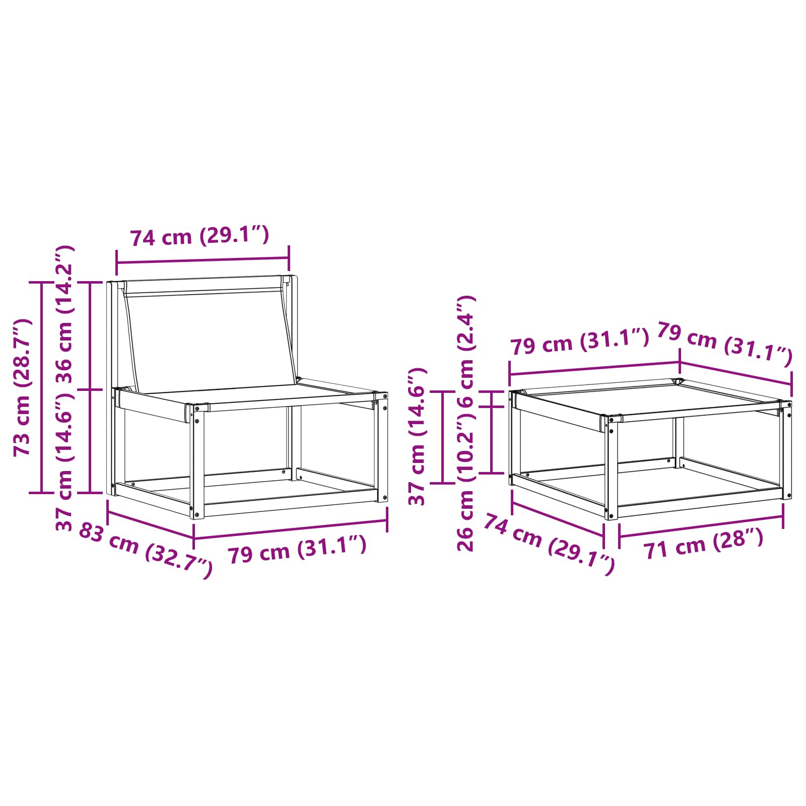 Set vanjskih sofa s jastukom 4 pcs Bijela i krem