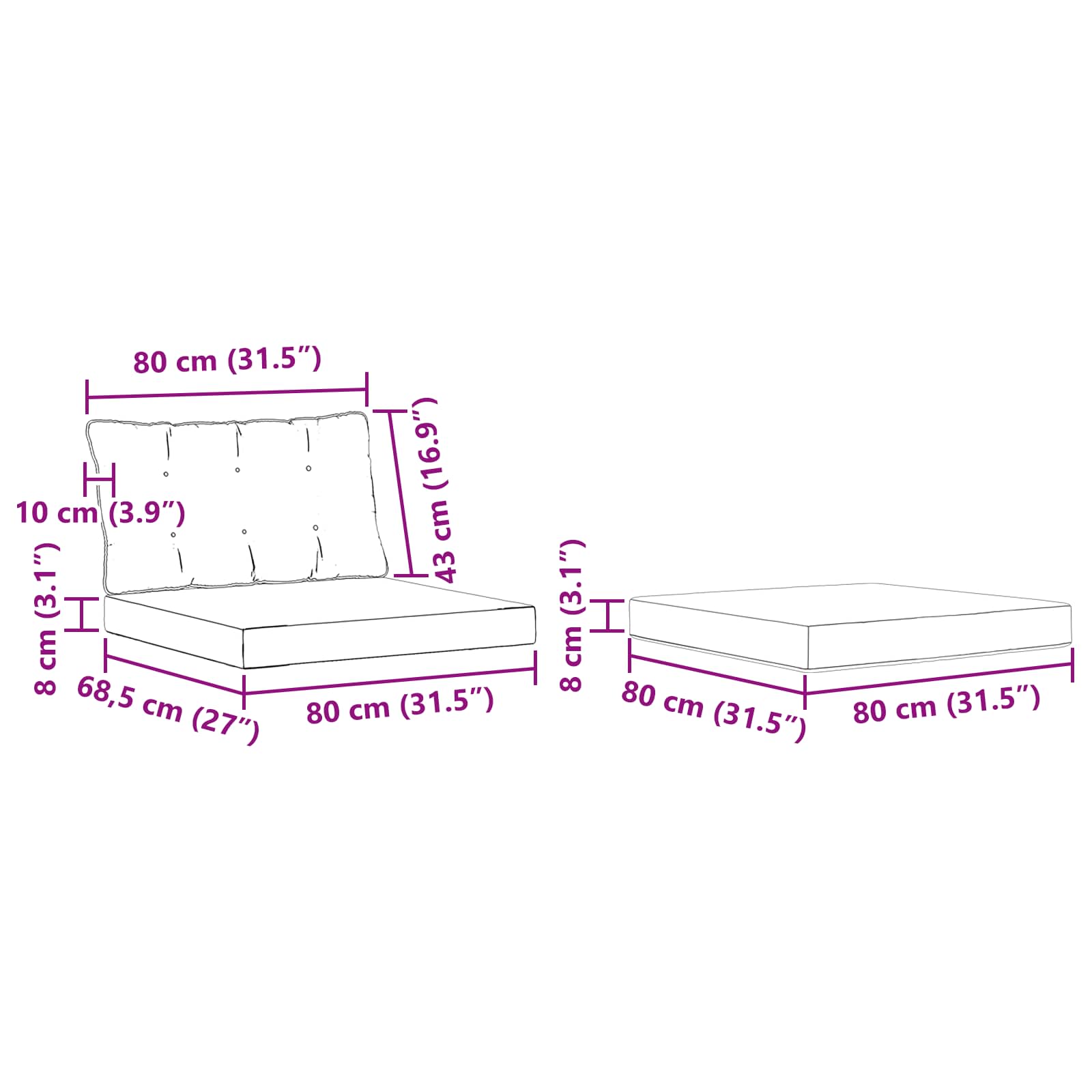 Set vanjskih sofa s jastukom 4 pcs Bijela i crna