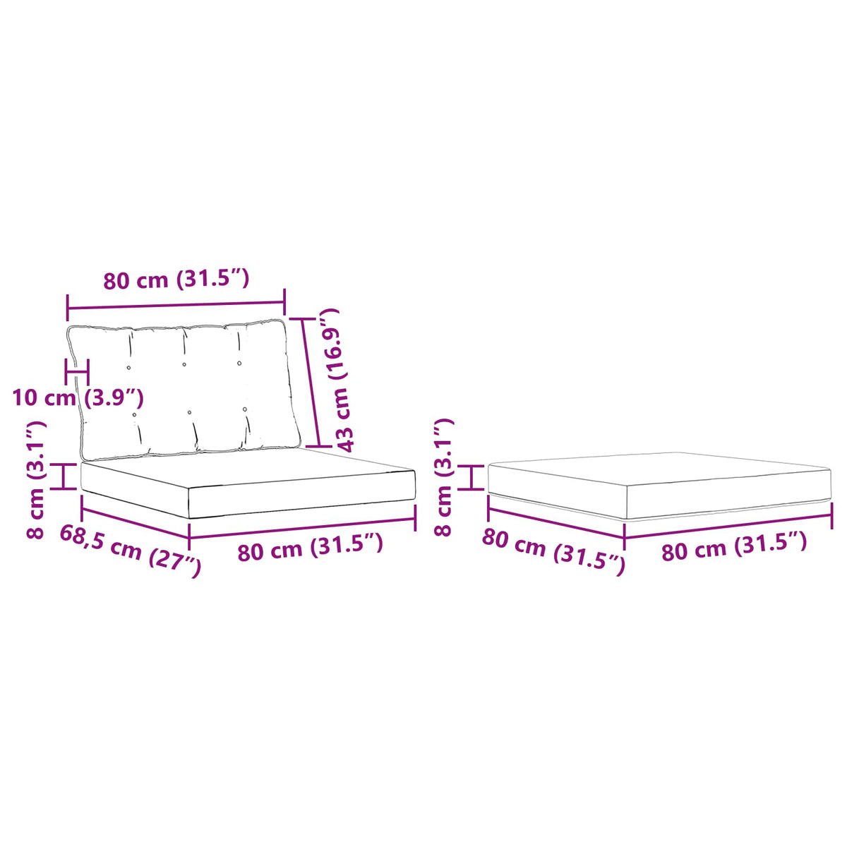 Set vanjskih sofa 4 kom. Bijela i crna