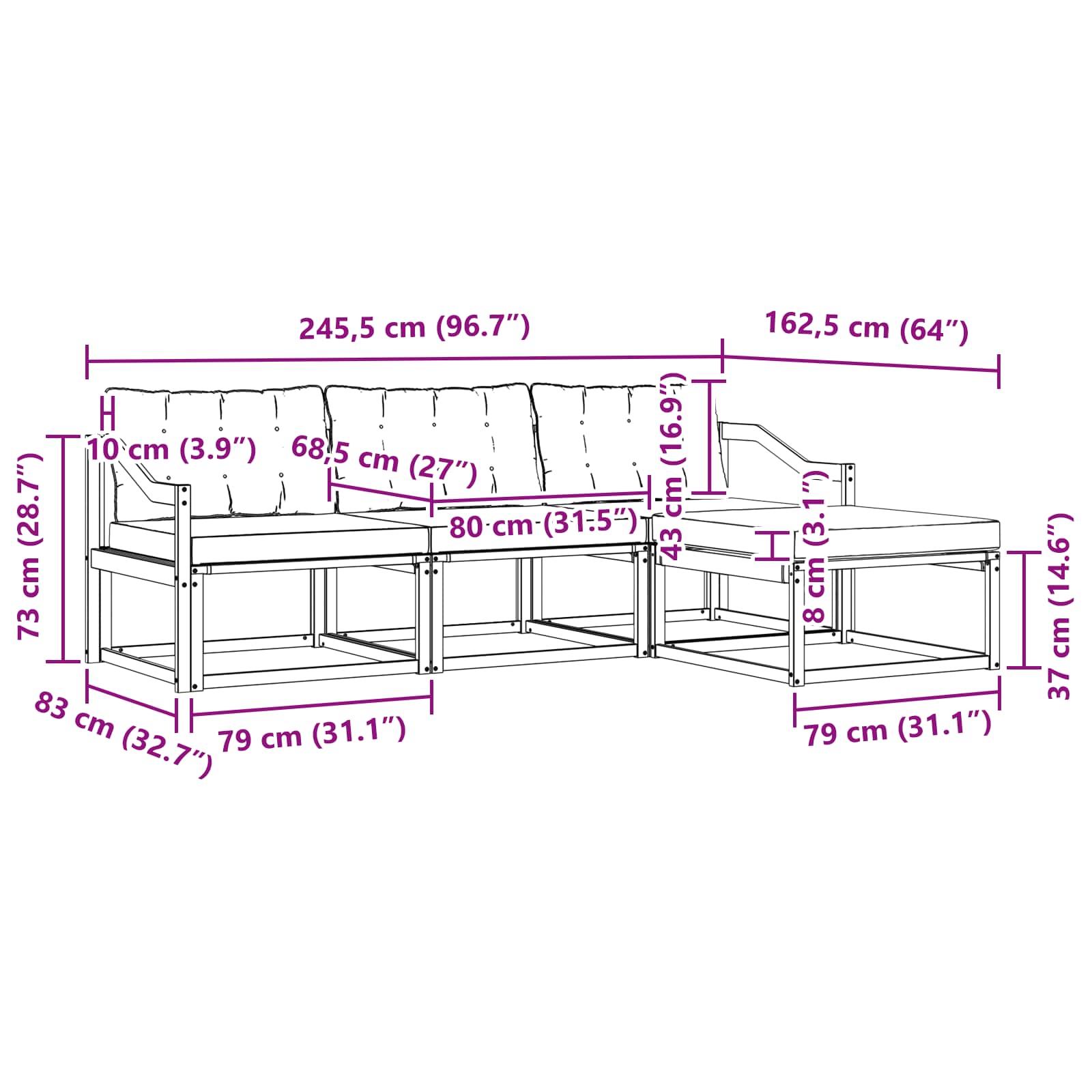 Set vanjskih sofa s jastukom 4 pcs Bijela i krem