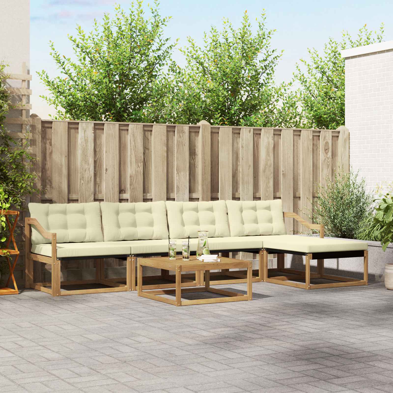 Set vanjskih sofa 6 pcs Bijela i krem 79 x 79 x 37 cm