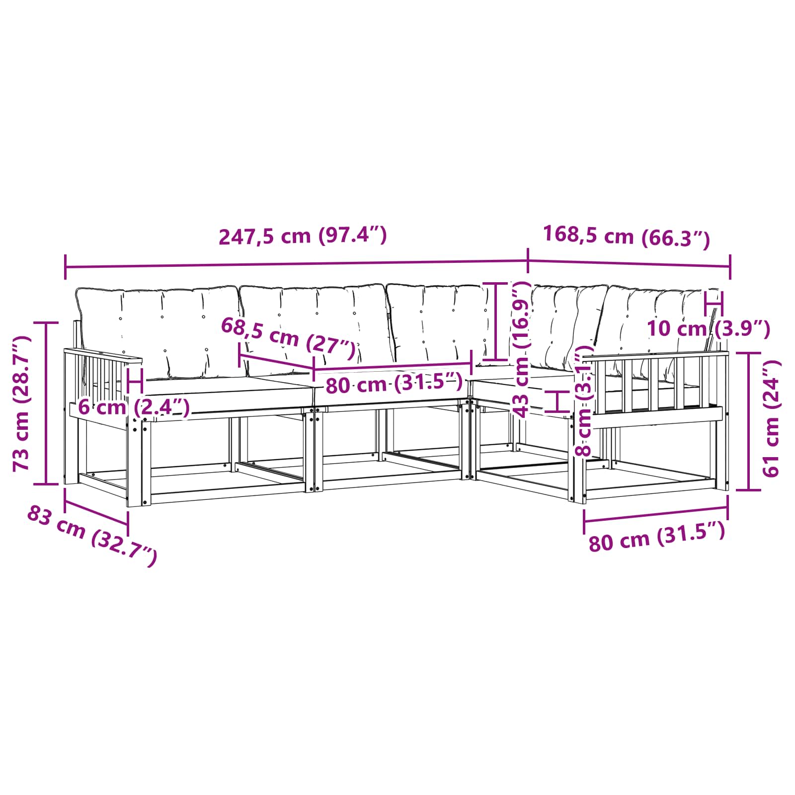 Set vanjskih sofa s jastukom 4 pcs Bijela i krem