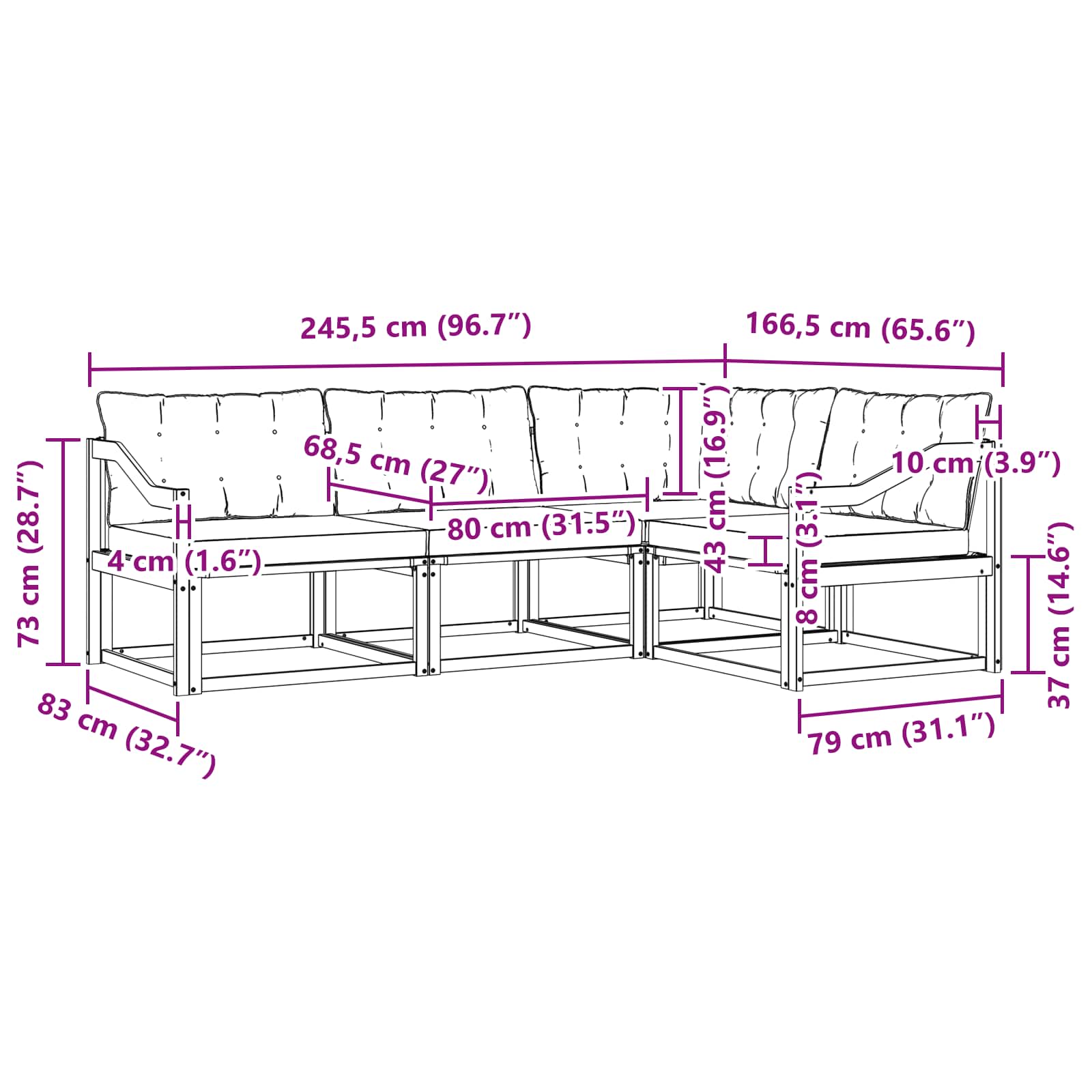 Set vanjskih sofa s jastukom 4 pcs Bijela i krem