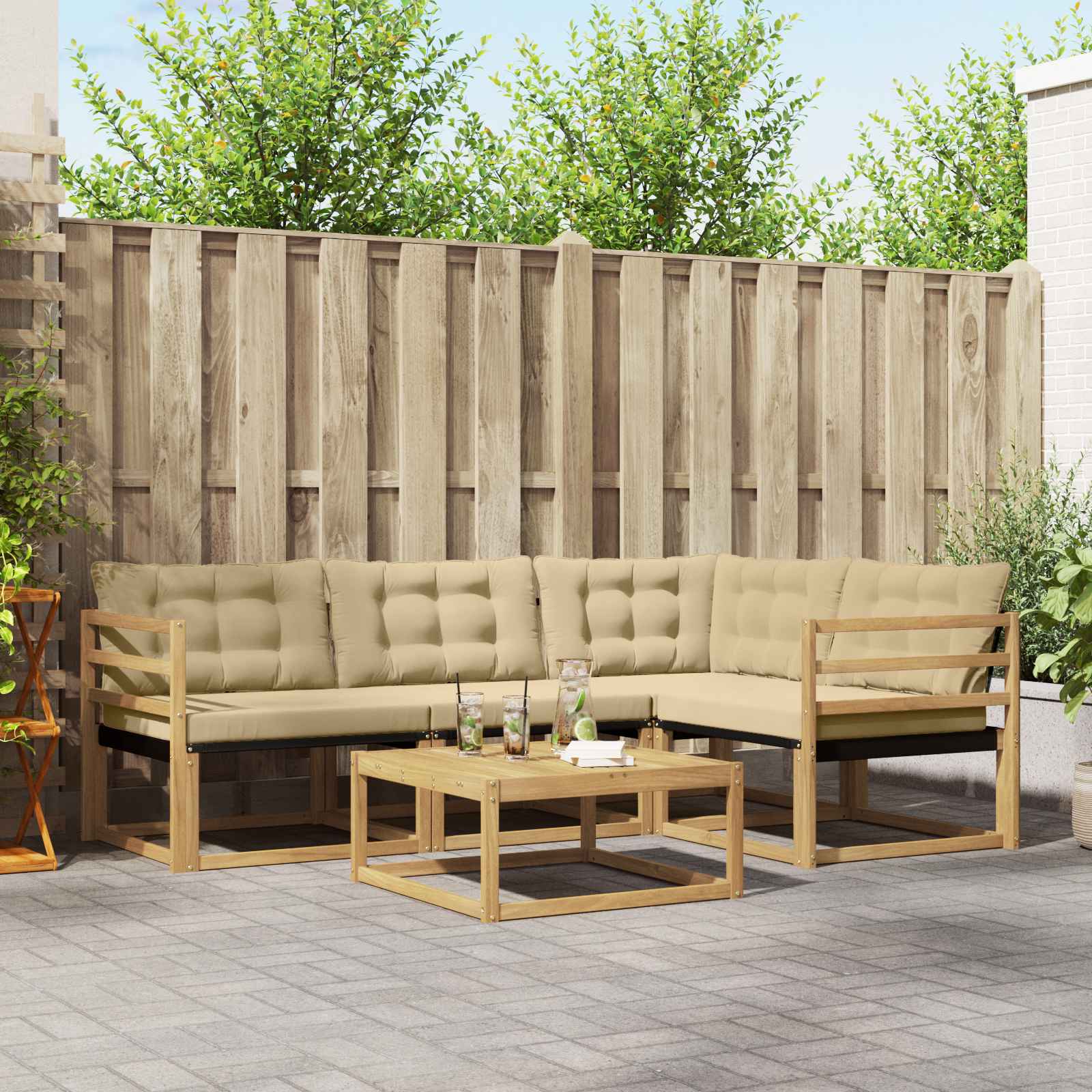 Set vanjskih sofa 5 pcs Bijela i bež 79 x 79 x 37 cm