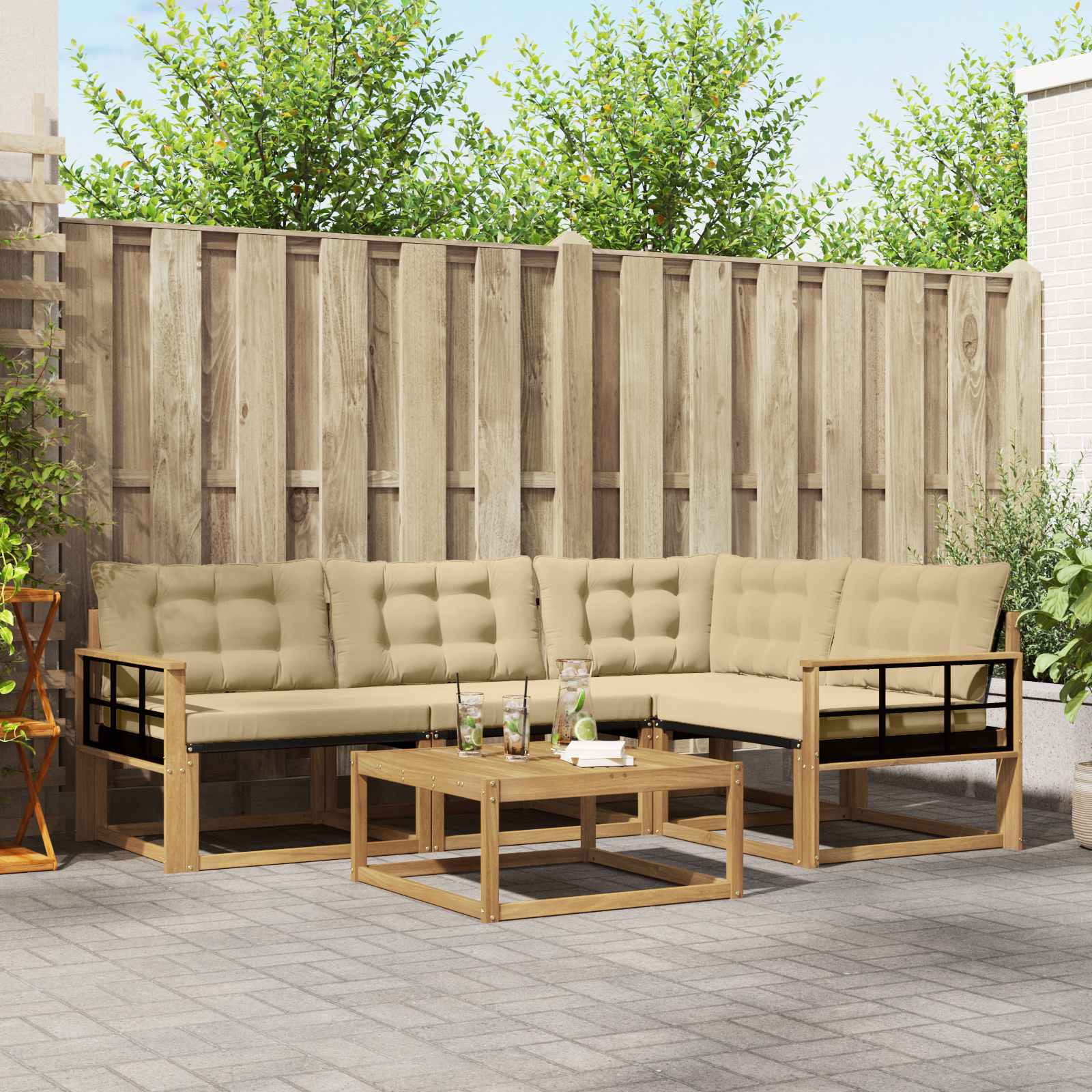 Set vanjskih sofa 5 pcs Bijela i bež 79 x 79 x 37 cm