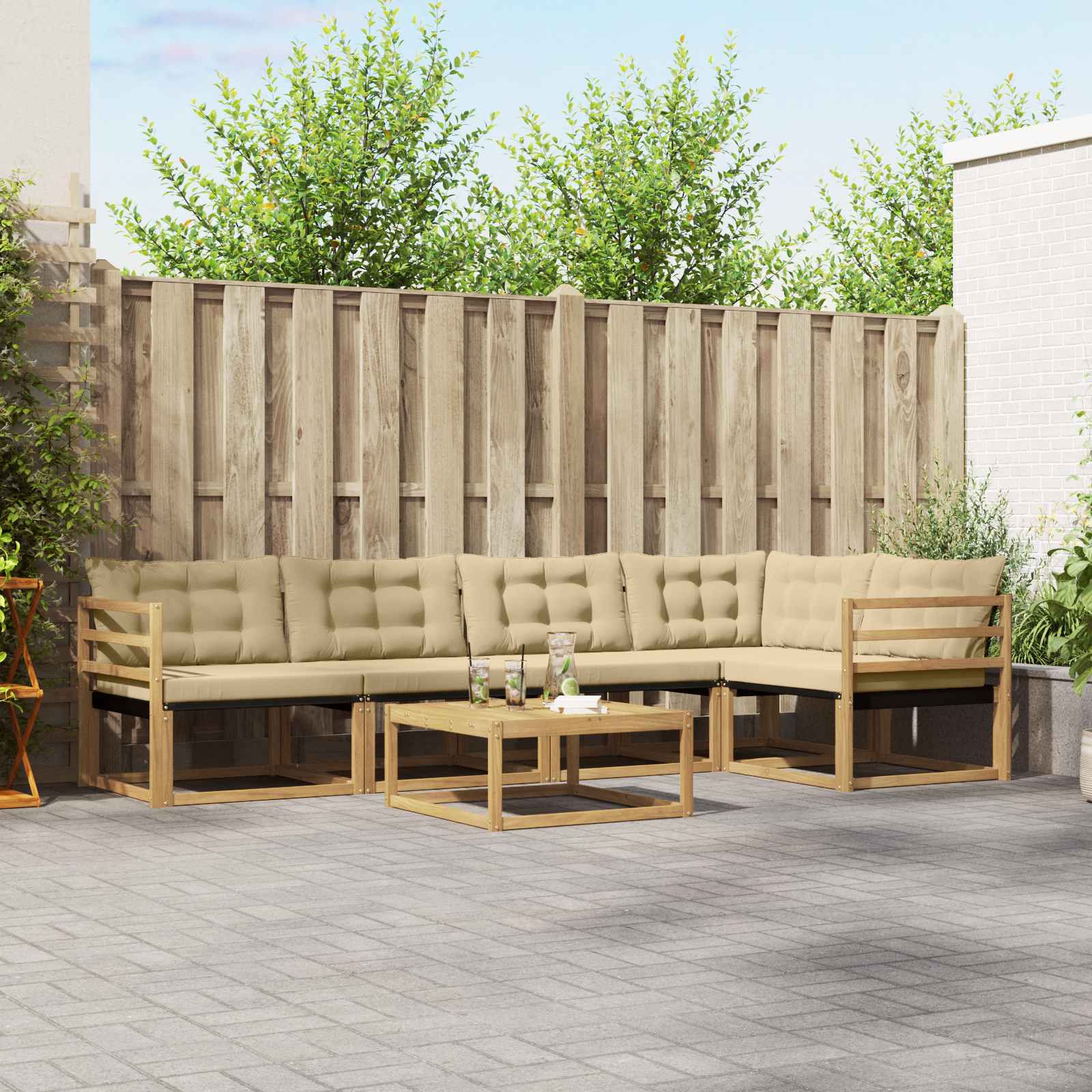 Set vanjskih sofa 6 pcs Bijela i bež 79 x 79 x 37 cm