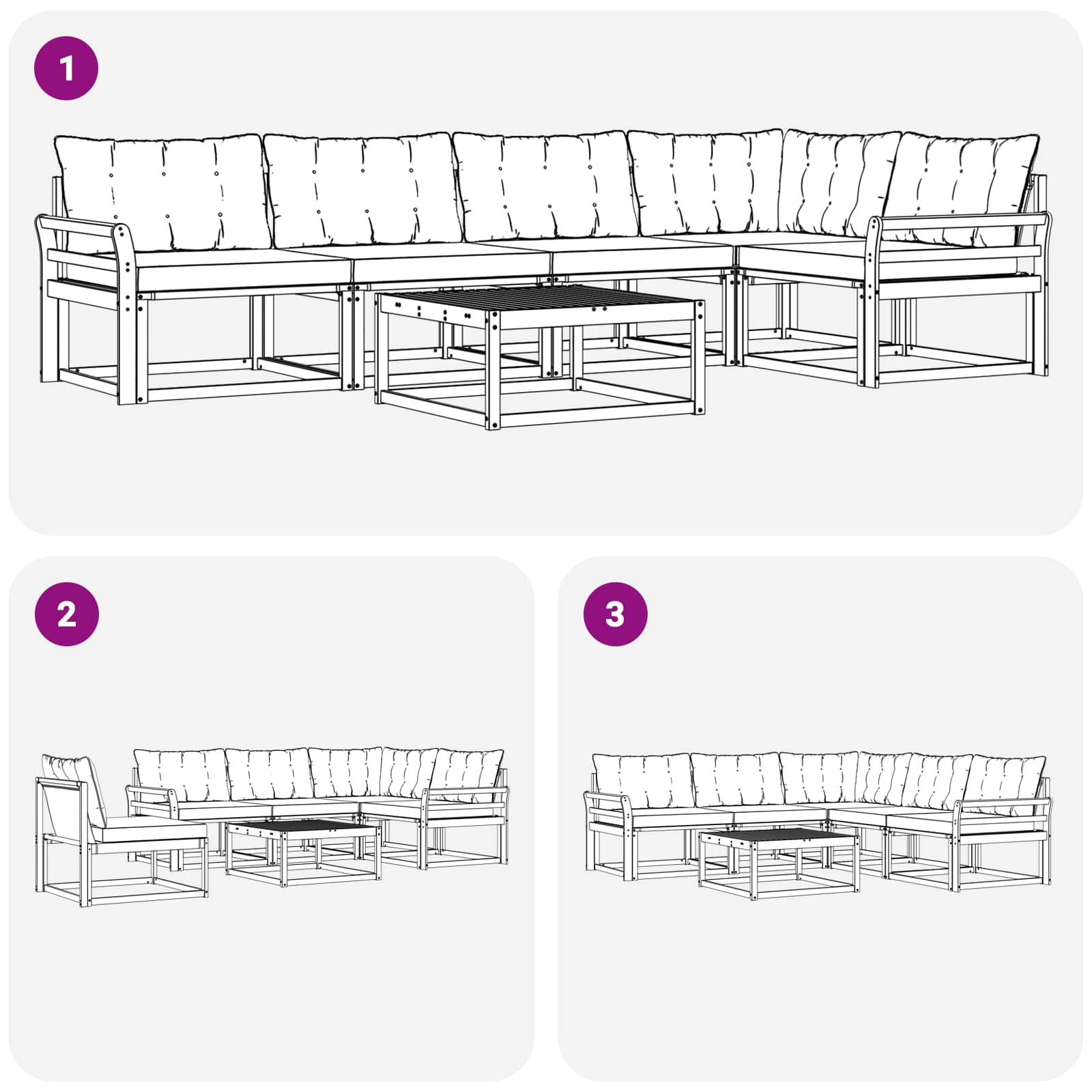 Set vanjskih sofa 6 pcs Bijela i krem 79 x 79 x 37 cm