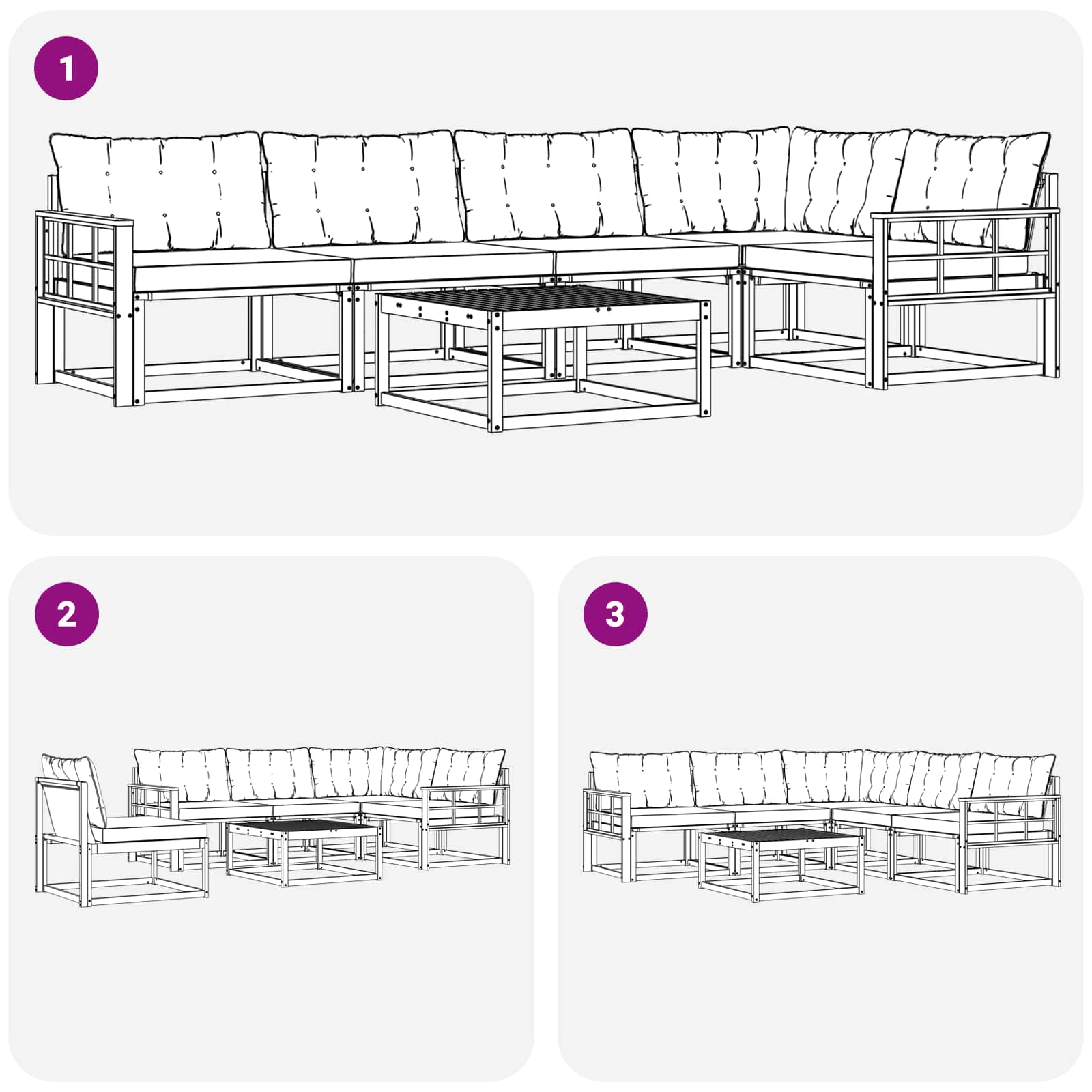 Set vanjskih sofa 6 pcs Bijela i svjetlosiva 79 x 79 x 37 cm