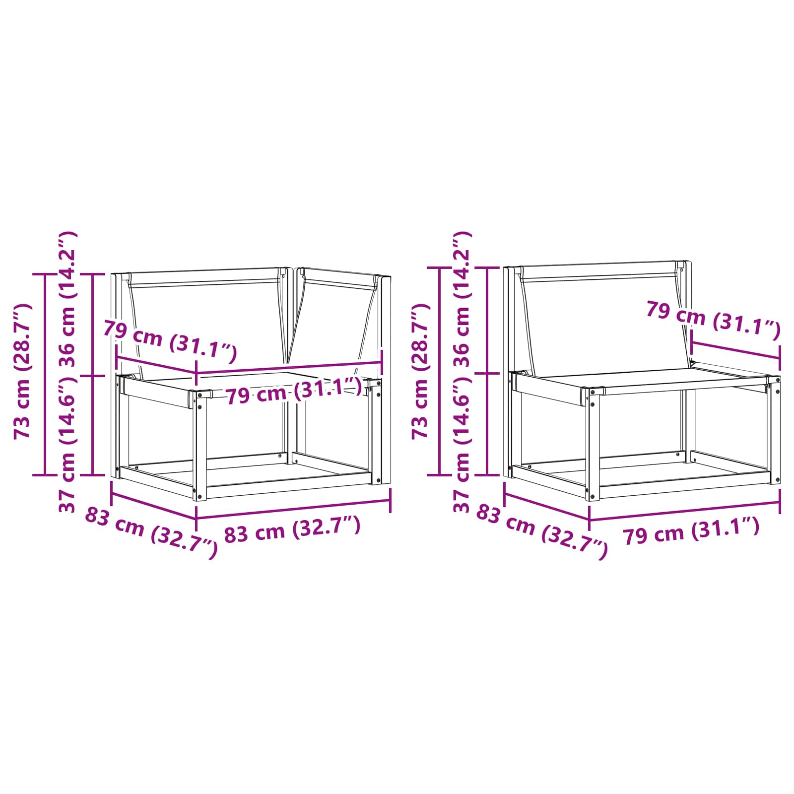 Set vanjskih sofa 7 pcs Bijela i bež 79 x 79 x 37 cm
