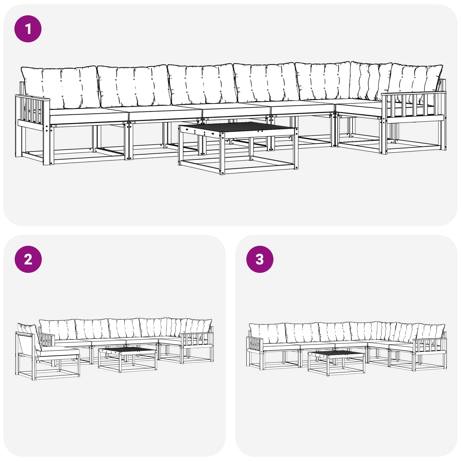 Set vanjskih sofa 7 pcs Bijela i crna 79 x 79 x 37 cm