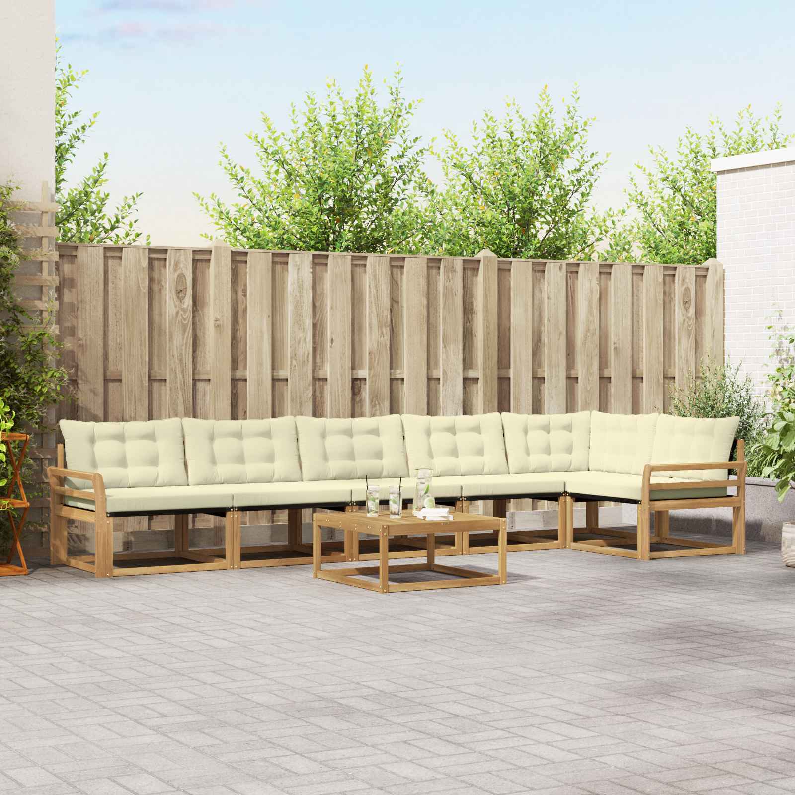 Set vanjskih sofa 7 pcs Bijela i krem 79 x 79 x 37 cm