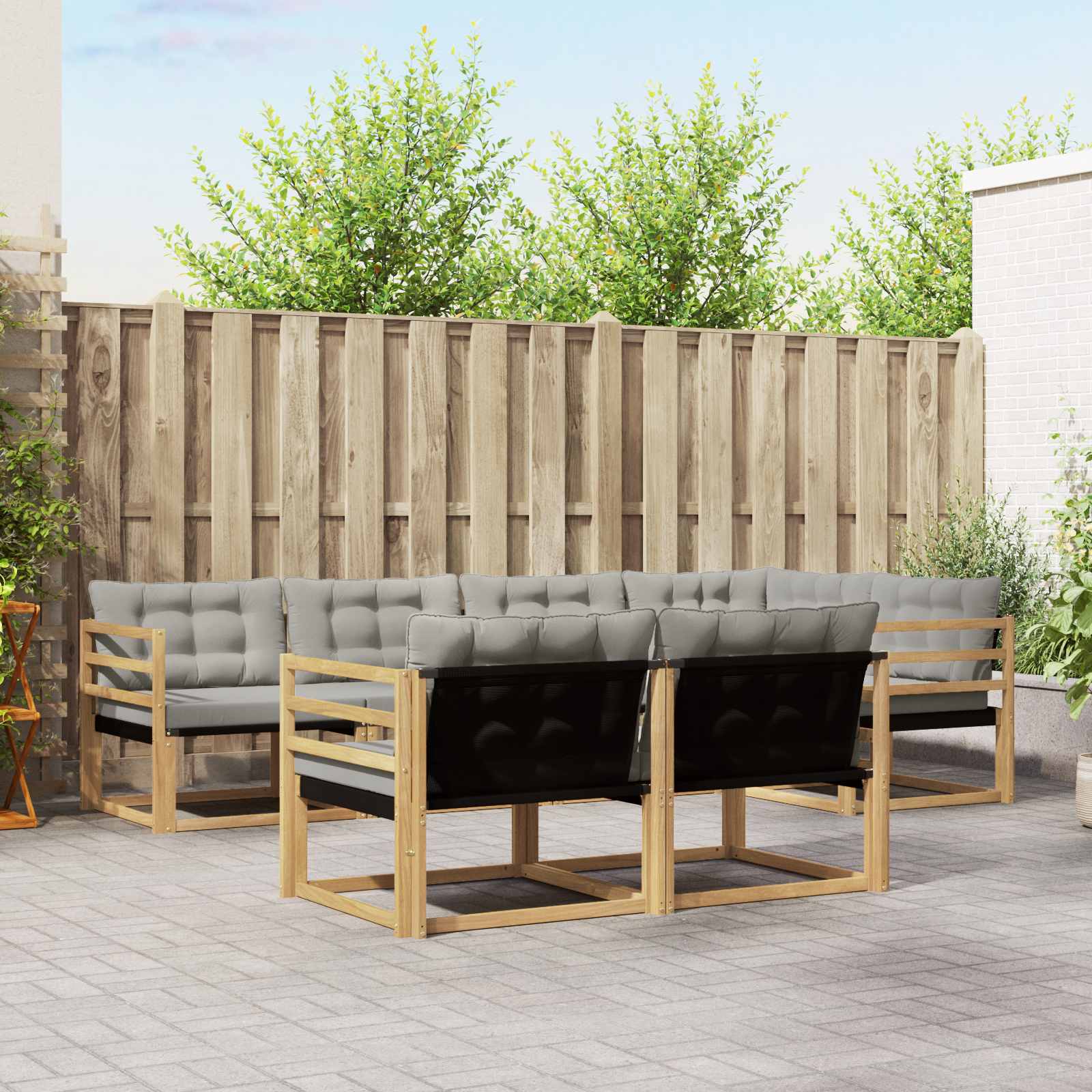 Set vanjskih sofa s jastukom 7 pcs Bijela i svjetlosiva