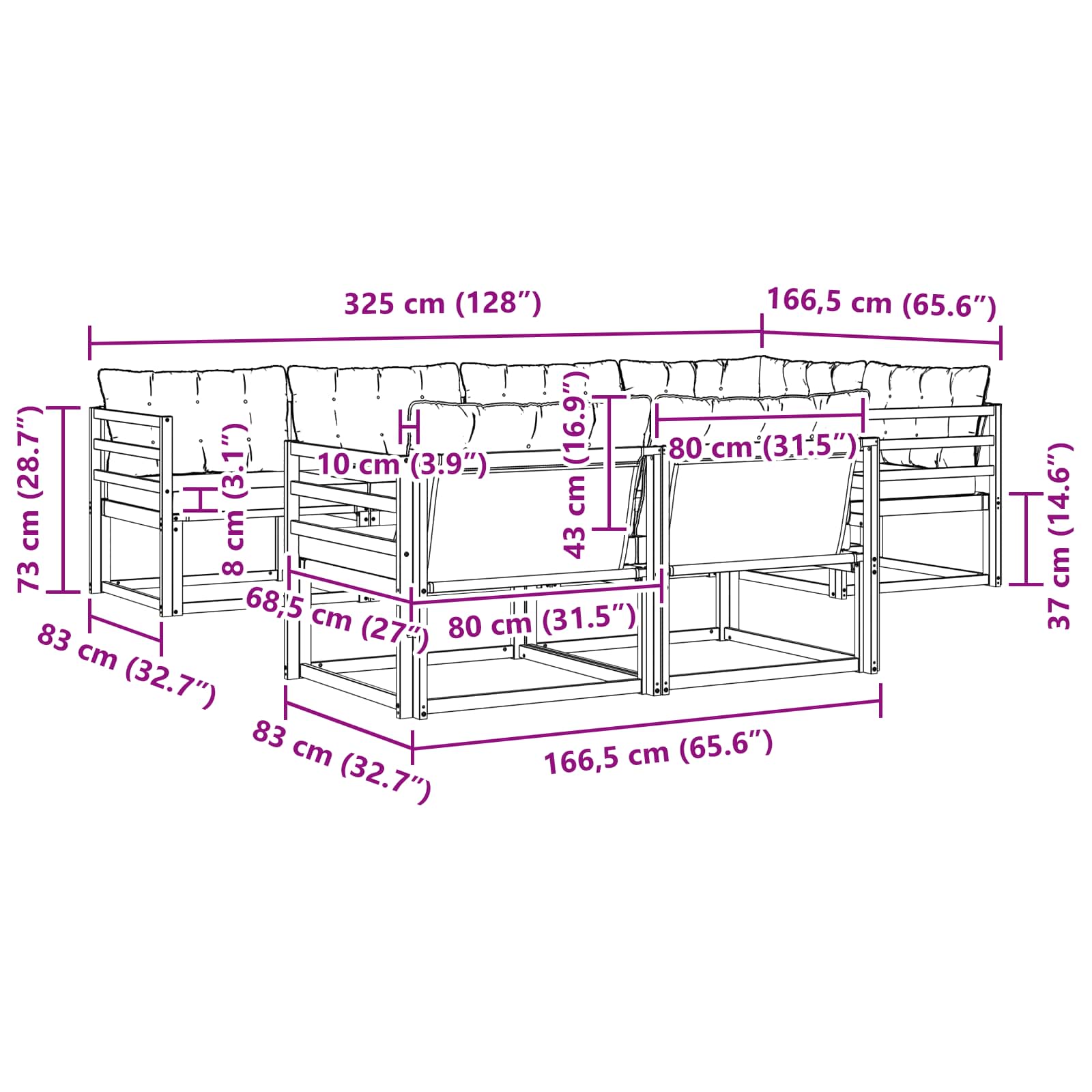 Set vanjskih sofa s jastukom 7 pcs Bijela i svjetlosiva
