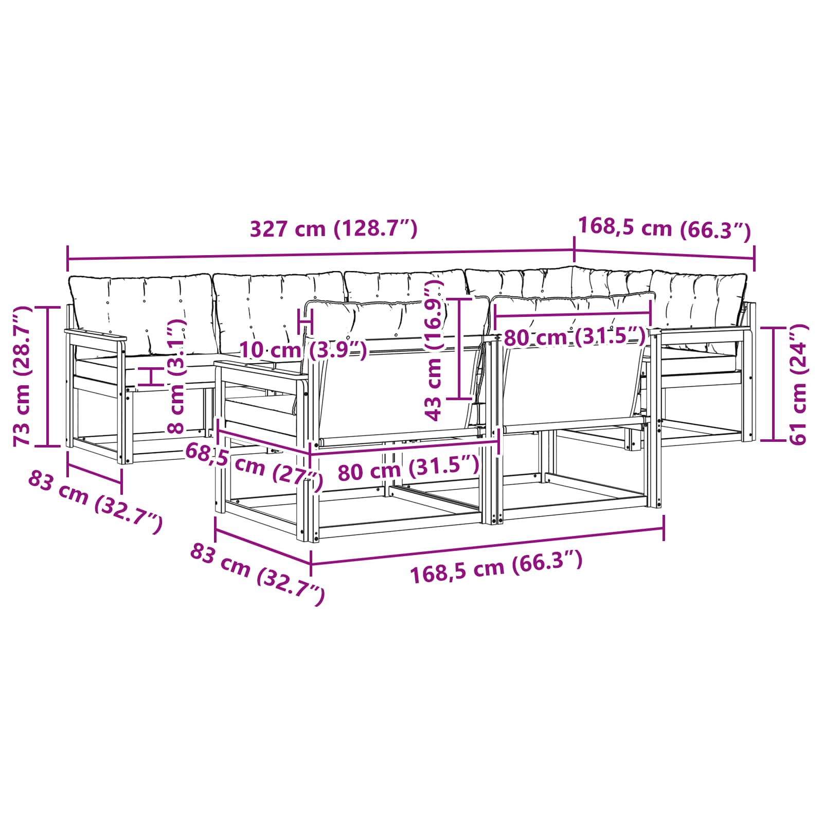 Set vanjskih sofa s jastukom 7 pcs Bijela i svjetlosiva