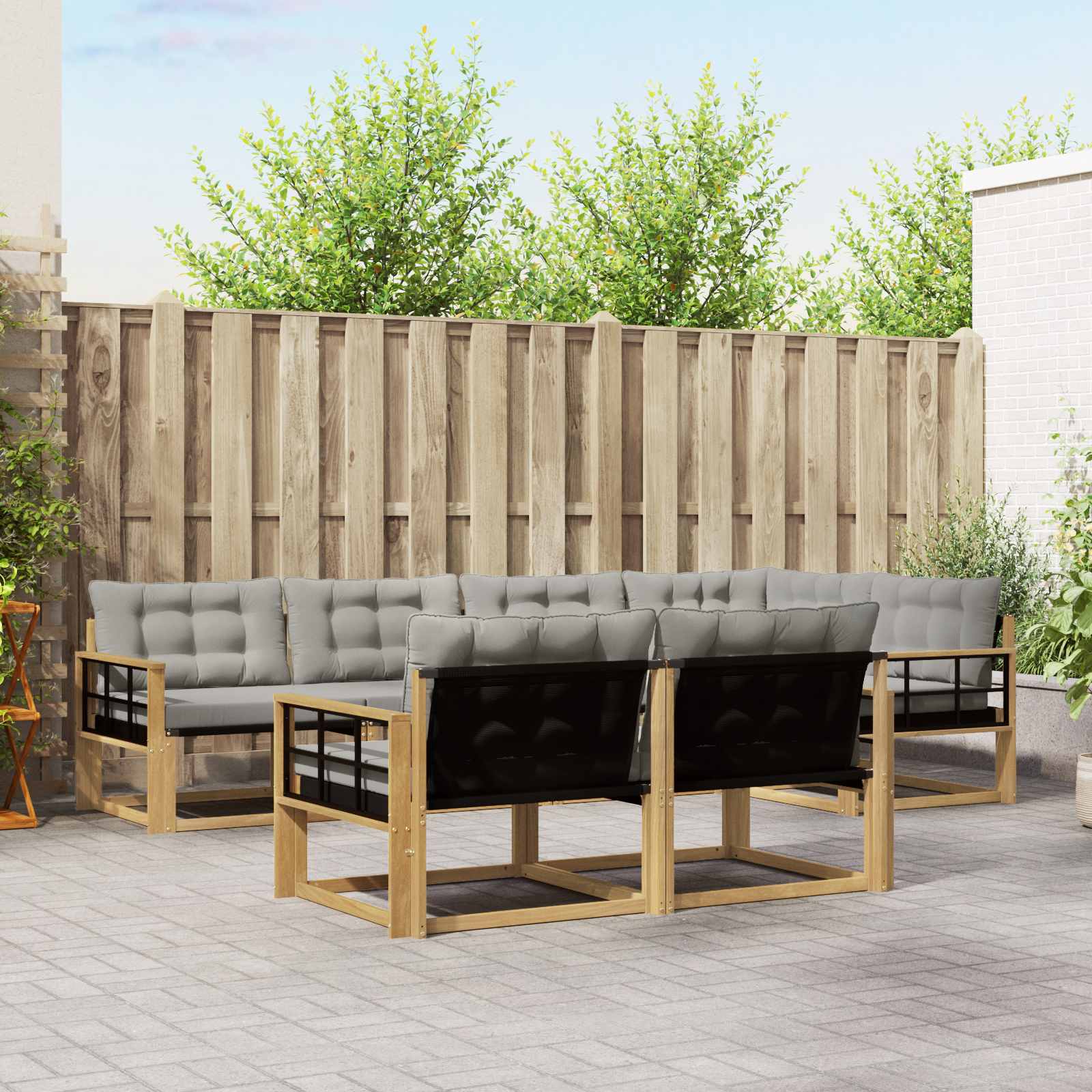 Set vanjskih sofa 7 pcs Bijela i svjetlosiva