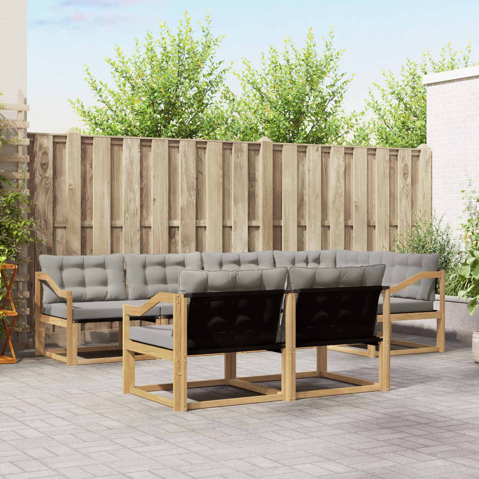 Set vanjskih sofa s jastukom 7 pcs Bijela i svjetlosiva