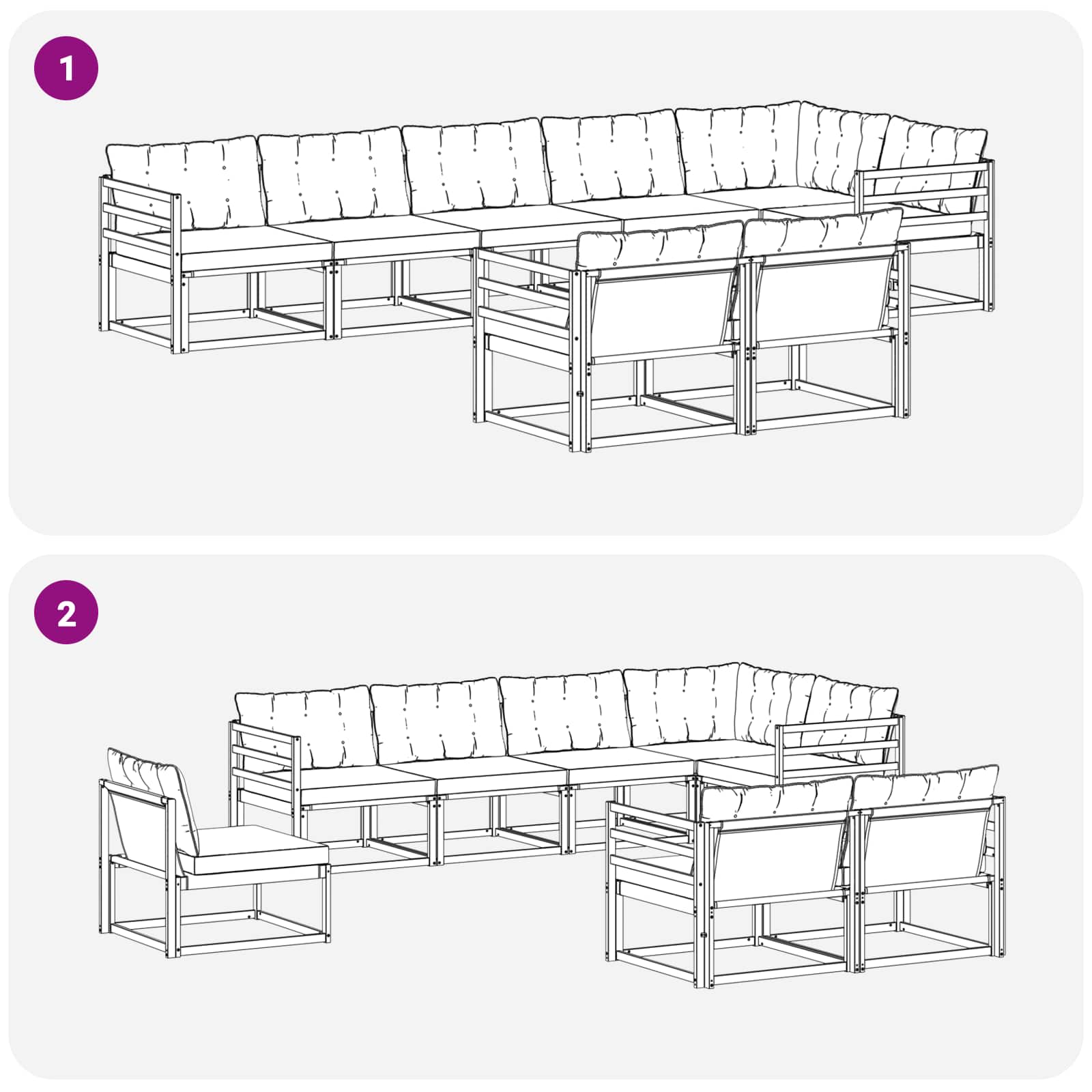 Set vanjskih sofa s jastukom 8 pcs Bijela i bež