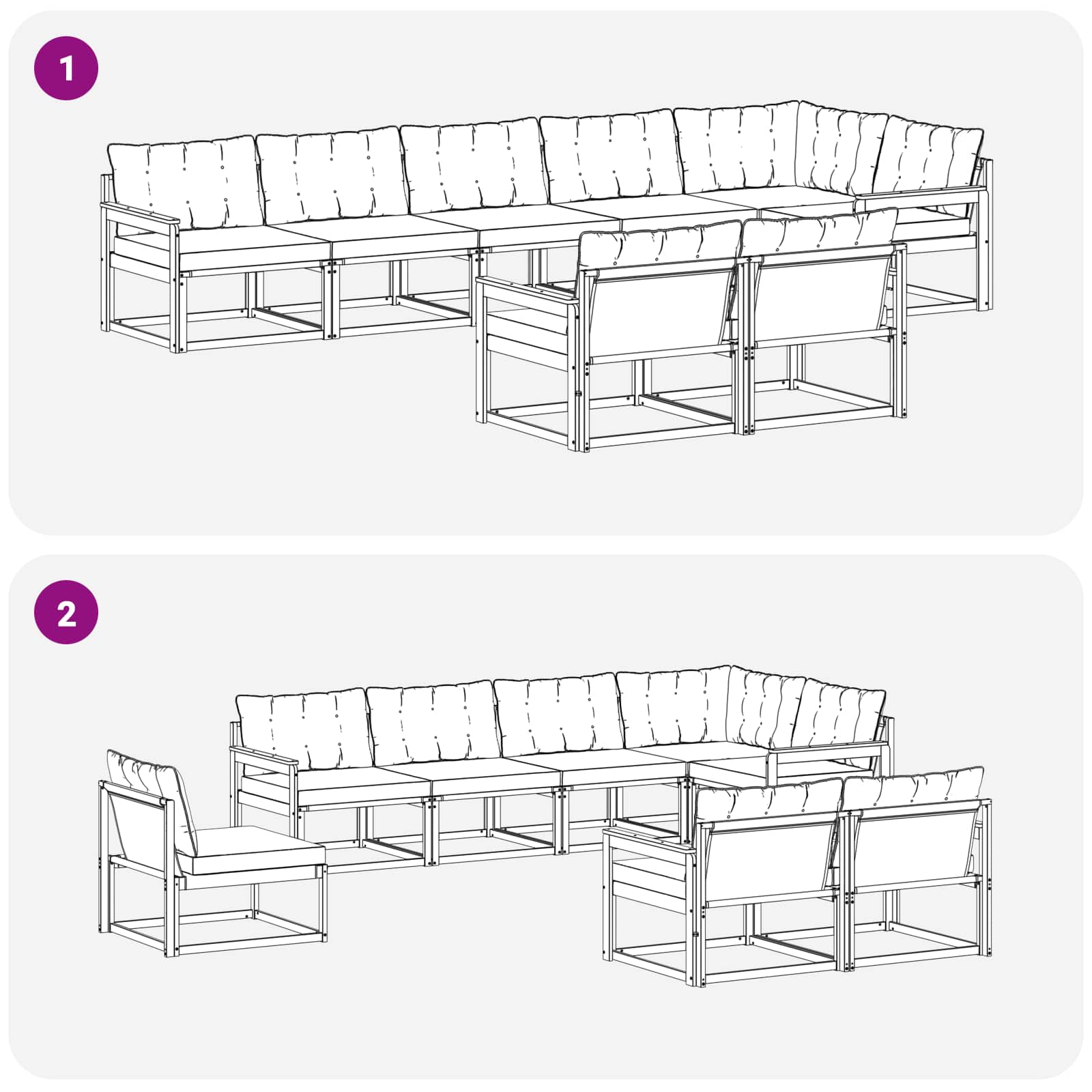 Set vanjskih sofa s jastukom 8 pcs Bijela i krem