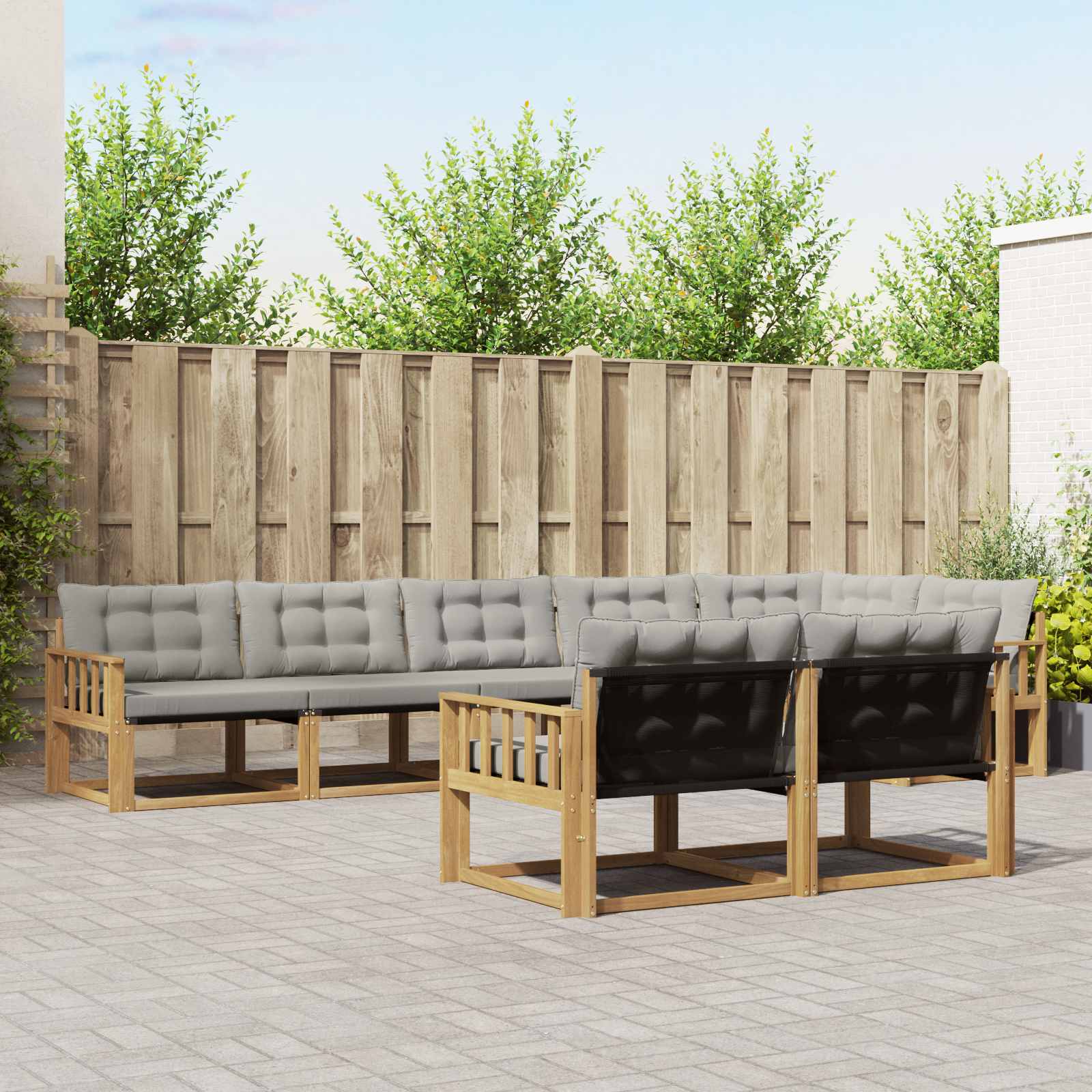 Set vanjskih sofa s jastukom 8 pcs Bijela i svjetlosiva