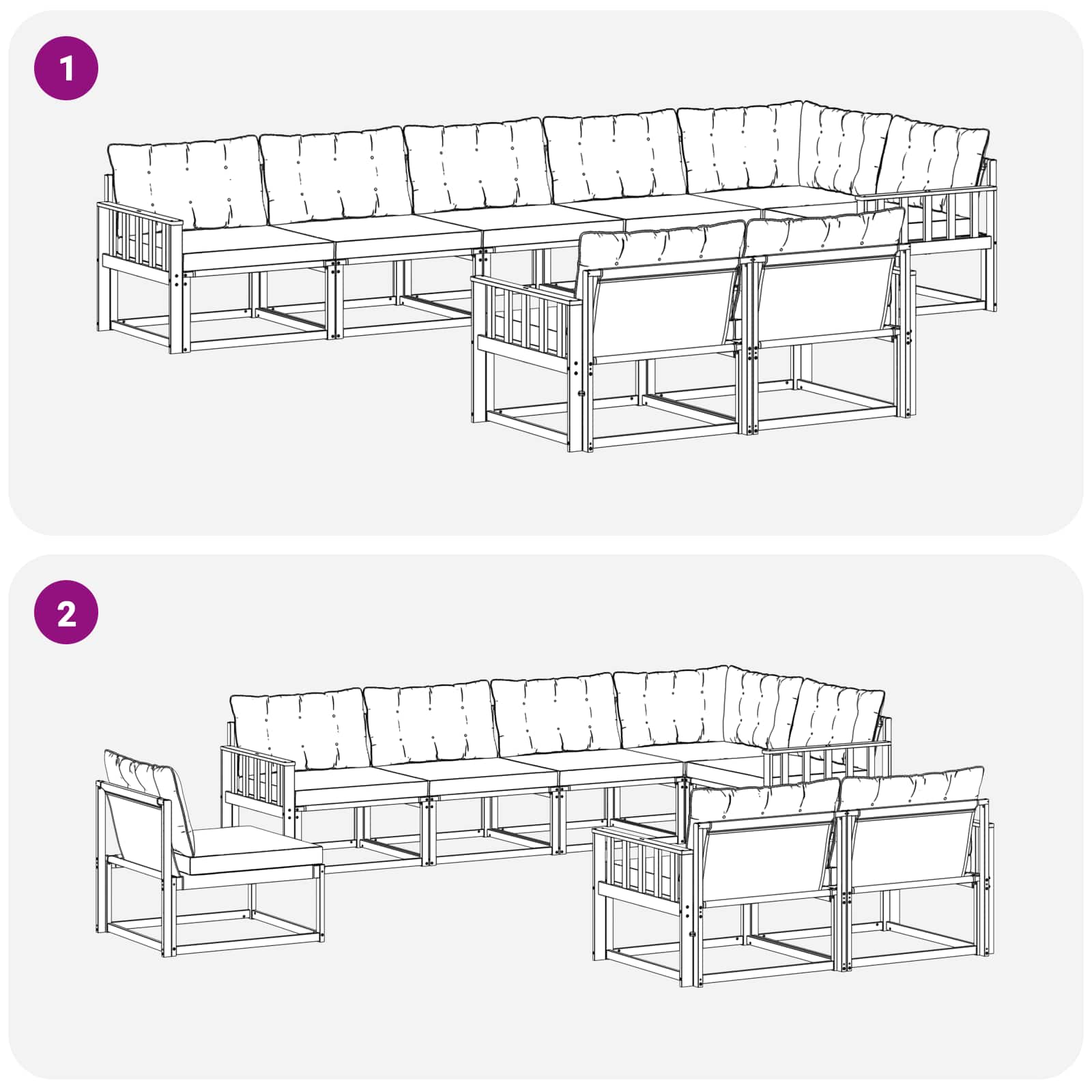 Set vanjskih sofa s jastukom 8 pcs Bijela i svjetlosiva