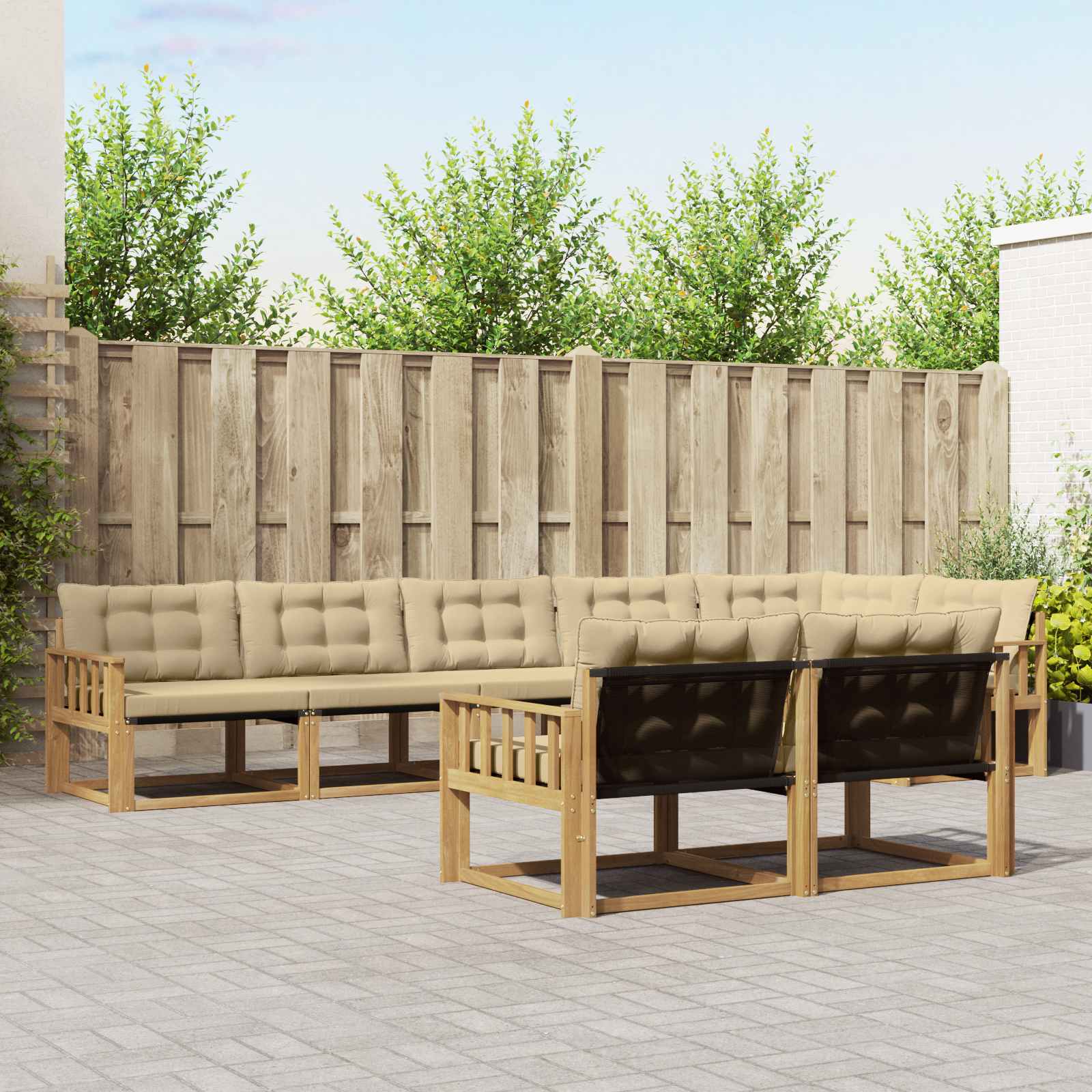 Set vanjskih sofa s jastukom 8 pcs Bijela i bež